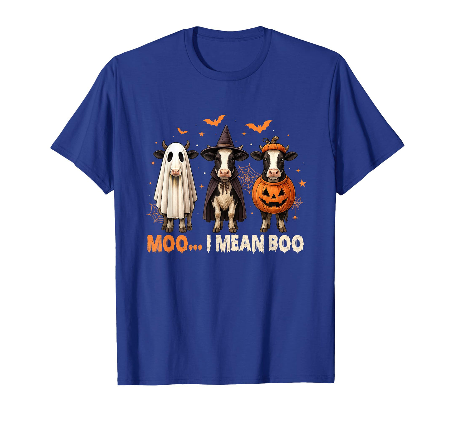 Funny Cow Ghost Witch Pumpkin Moo I Mean Boo Halloween T-Shirt