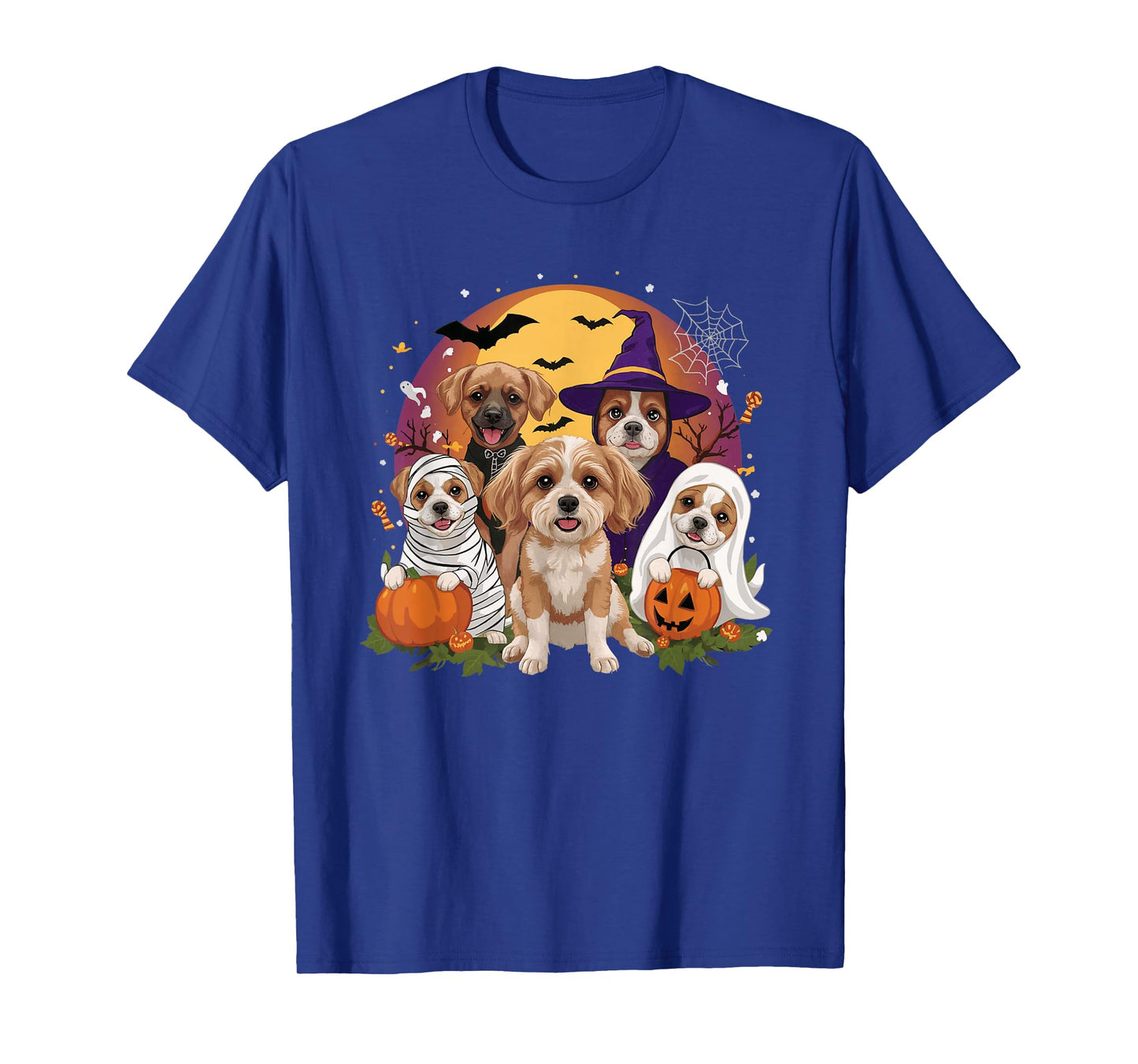 Cute Mummy Witch Ghost Halloween Dog Costume Men Women Kids T-Shirt