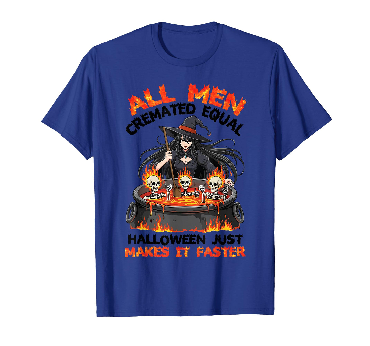 All Men Make It Faster Witch Skeleton Cauldron Spooky Brew T-Shirt