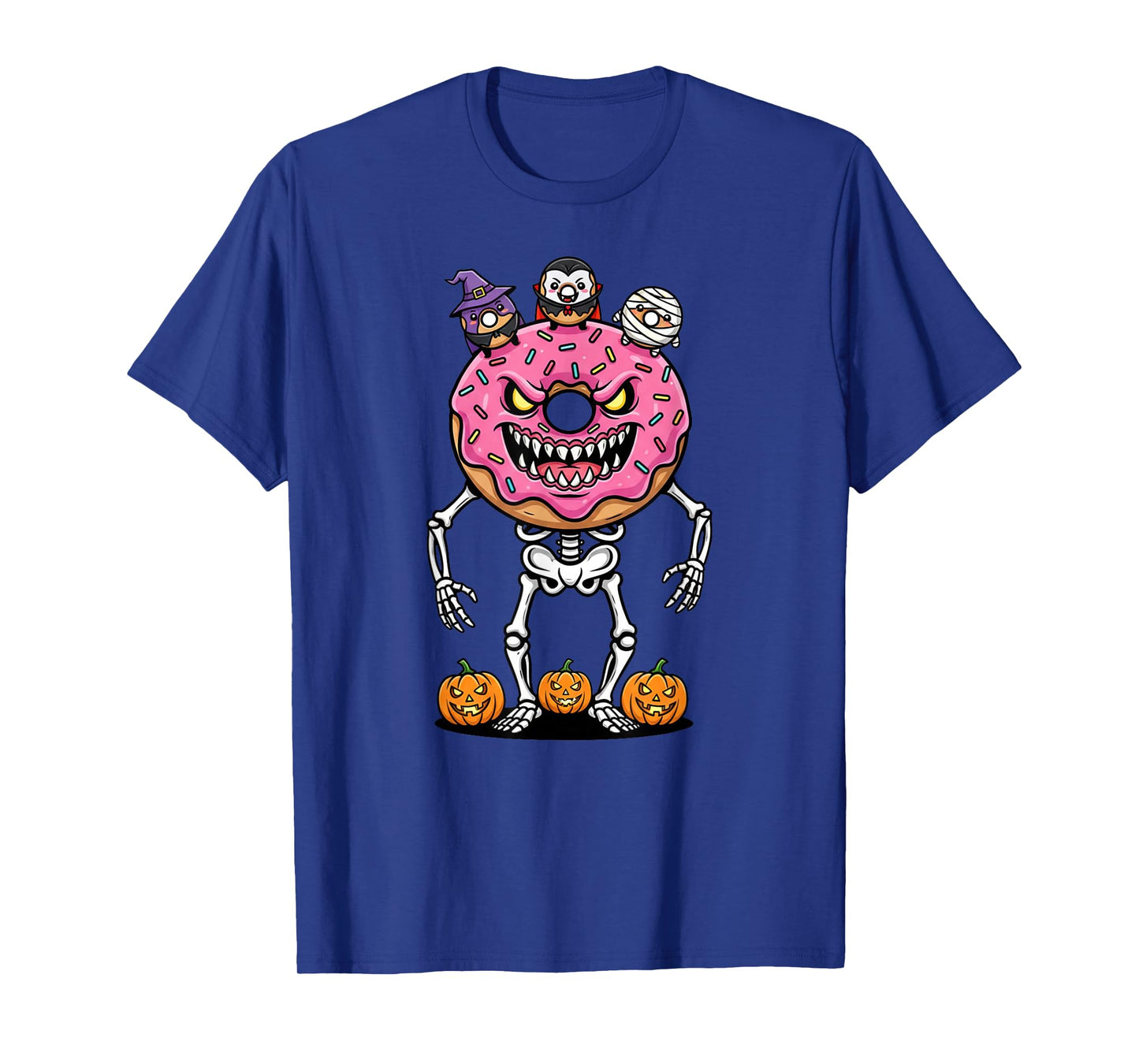 Funny Donut Skeleton Mummy Witch Halloween Kids Mens Womens T-Shirt