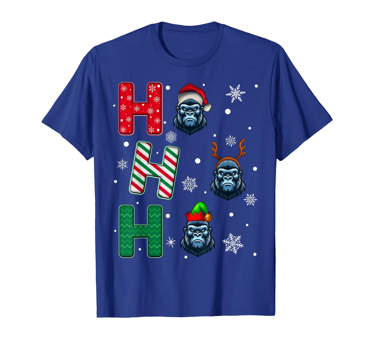 Ho Ho Ho Gorilla Animal Matching Santa Elf Xmas T-Shirt