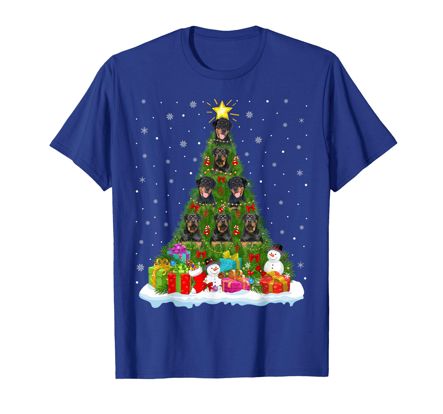 Rottweiler Dog Christmas Tree Holiday Decor Xmas Lights T-Shirt
