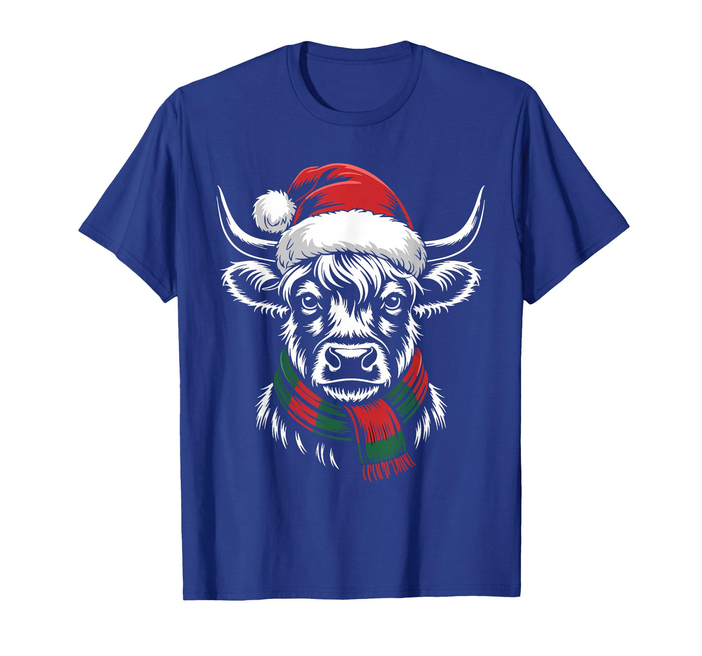 Highland Cow Xmas Santa Hat Scarf Christmas Costume T-Shirt