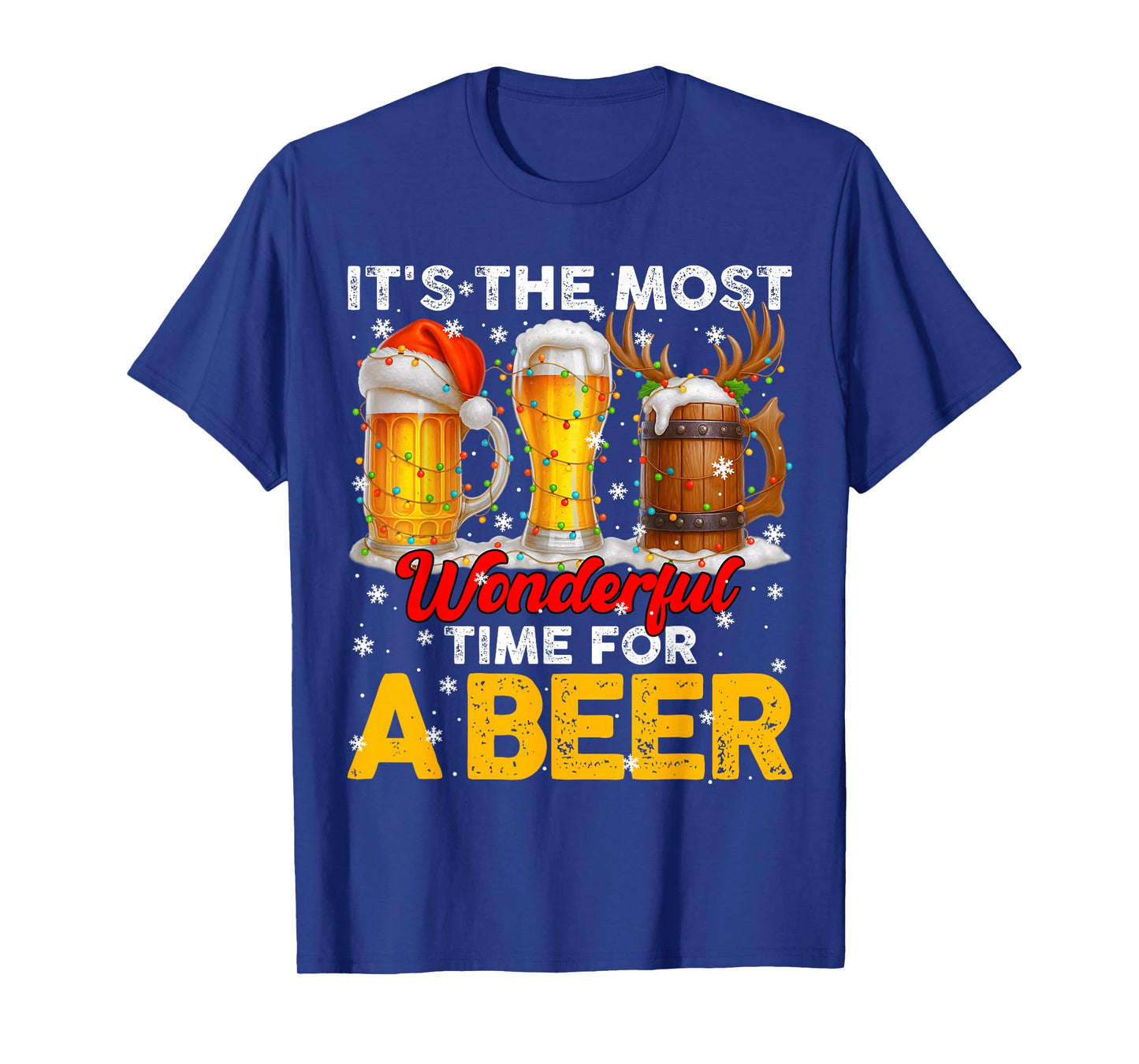 Wonderful Time for A Drink Santa Hat Christmas Xmas Men T-Shirt