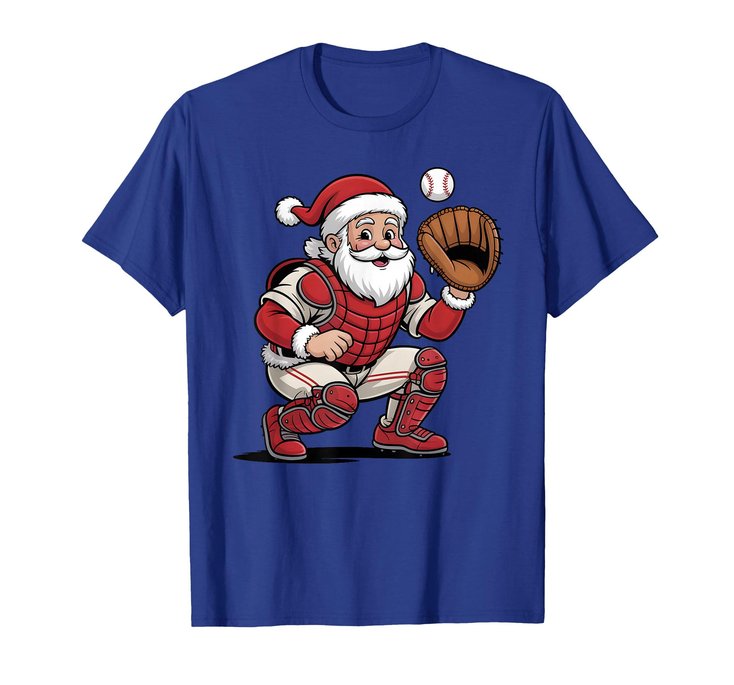 Santa Baseball Catcher Christmas Graphic Boys Kids Teens T-Shirt