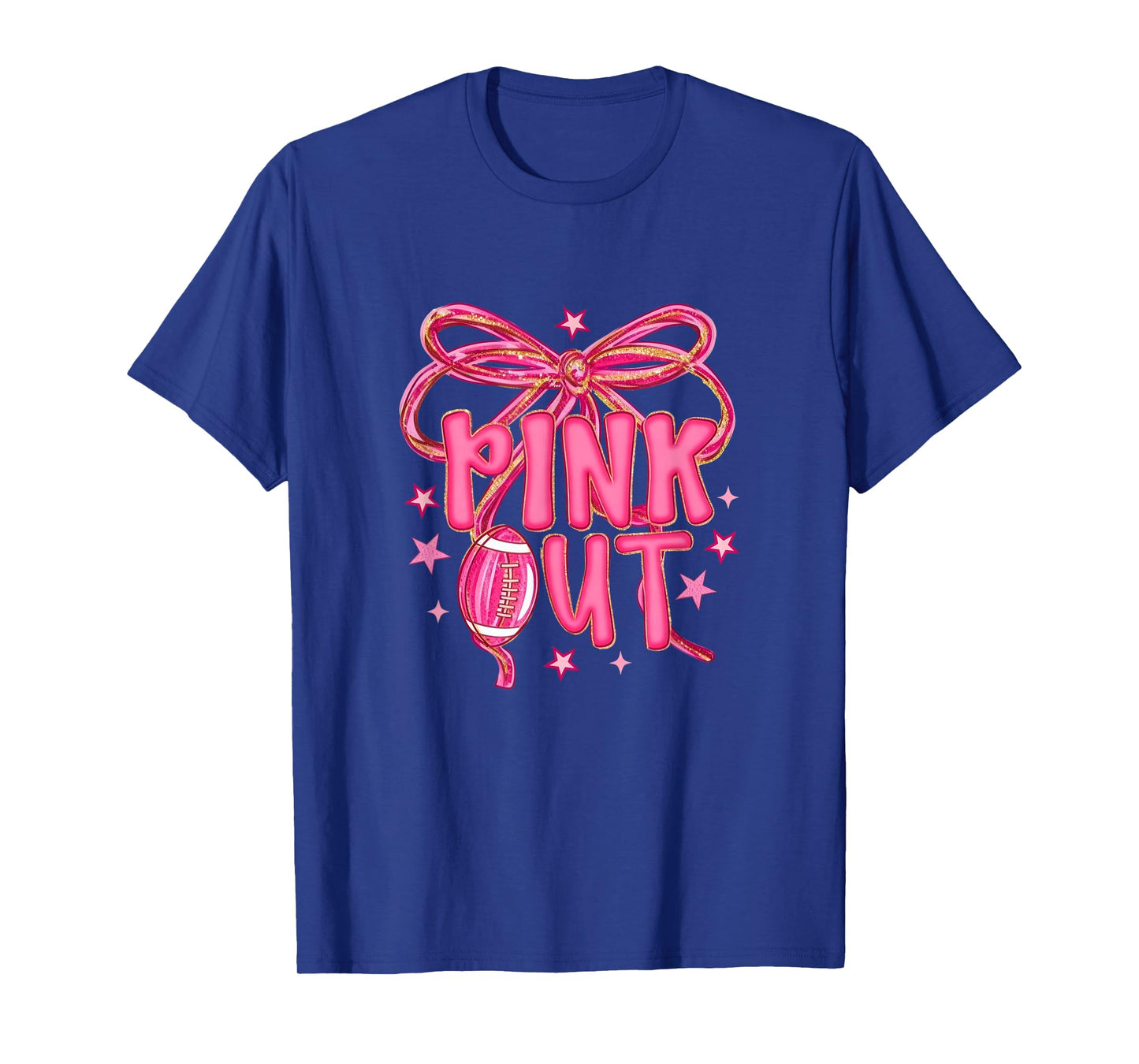Pink Out Football, Breast Cancer Awareness, Pink Ribbon Bow, T-Shirt