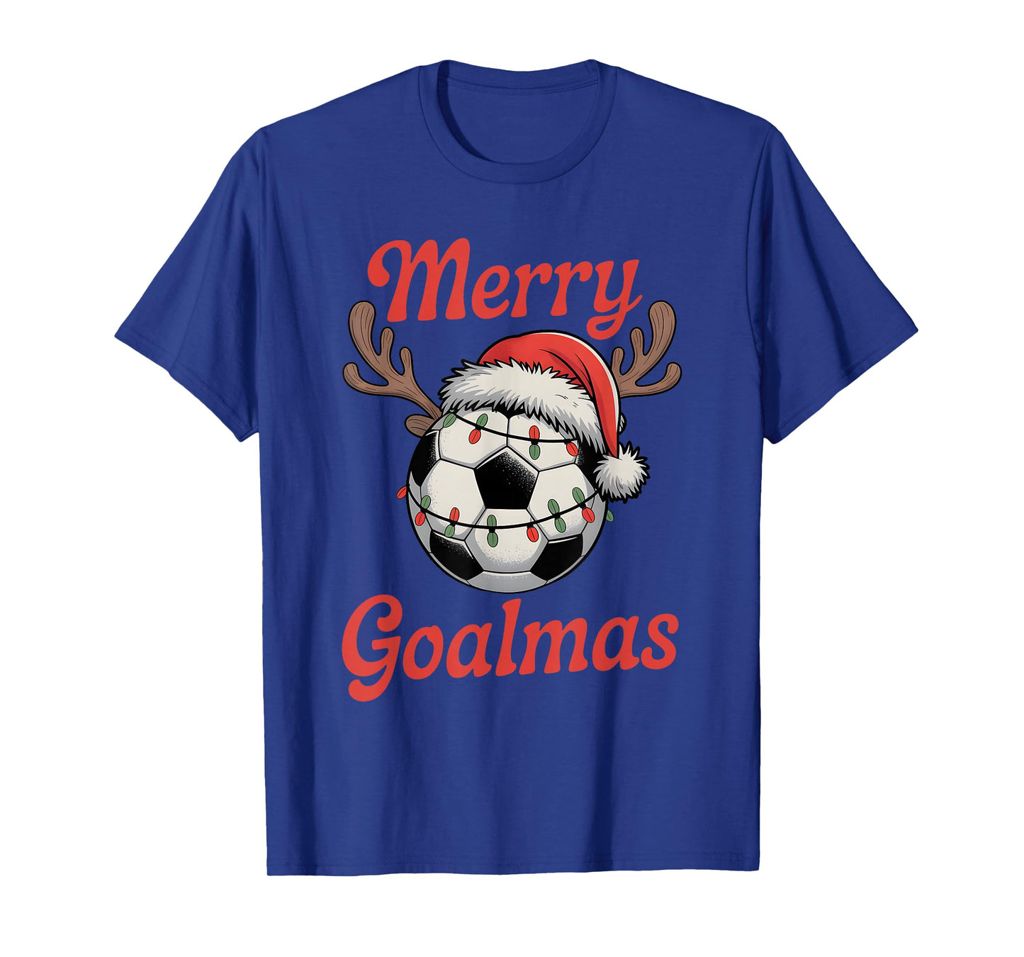 Merry Goalmas Christmas Funny Santa Soccer Ball Reindeer T-Shirt