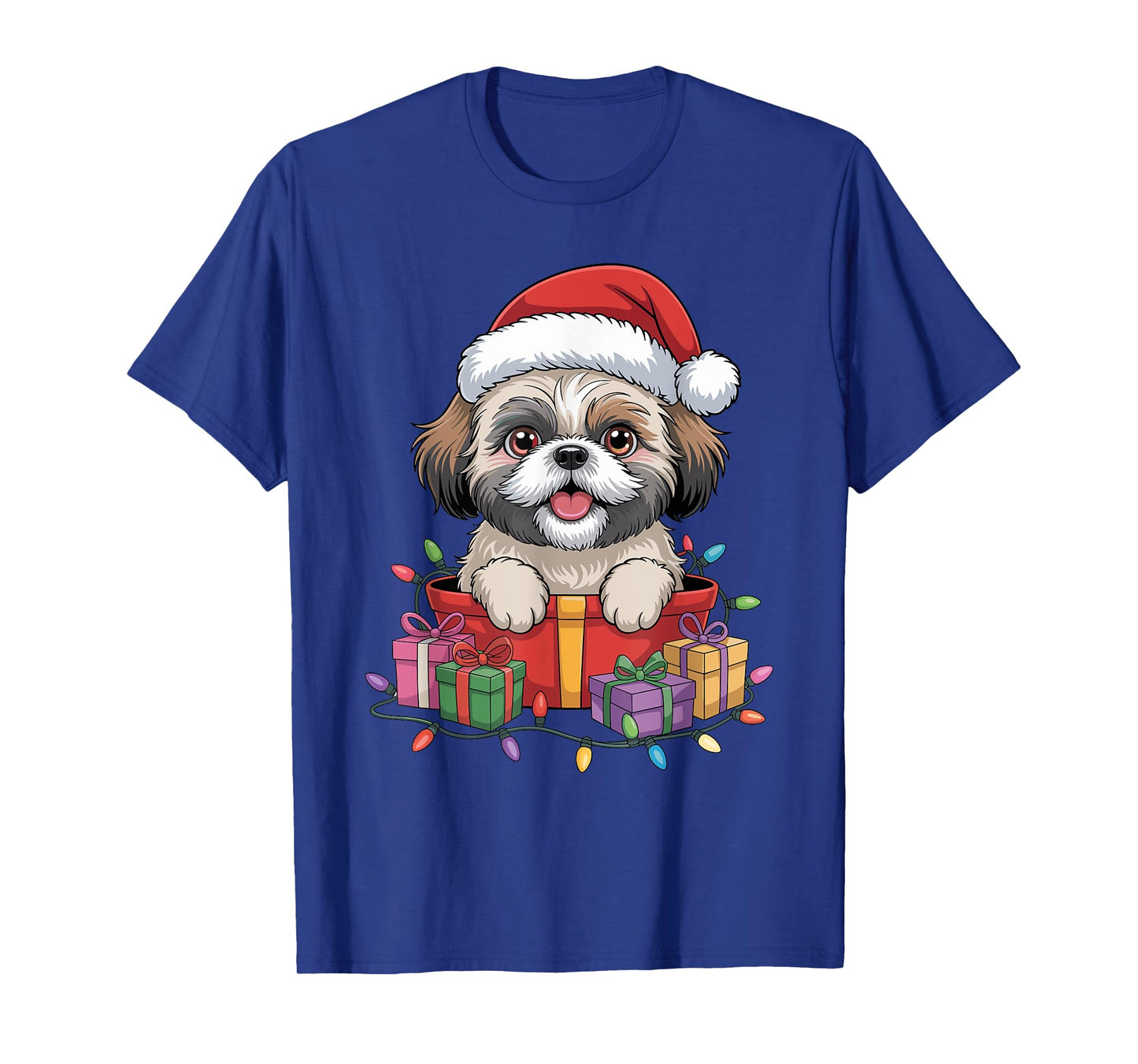 Cute Shih Tzu Christmas Xmas Design Funny Dog Lover Holiday T-Shirt
