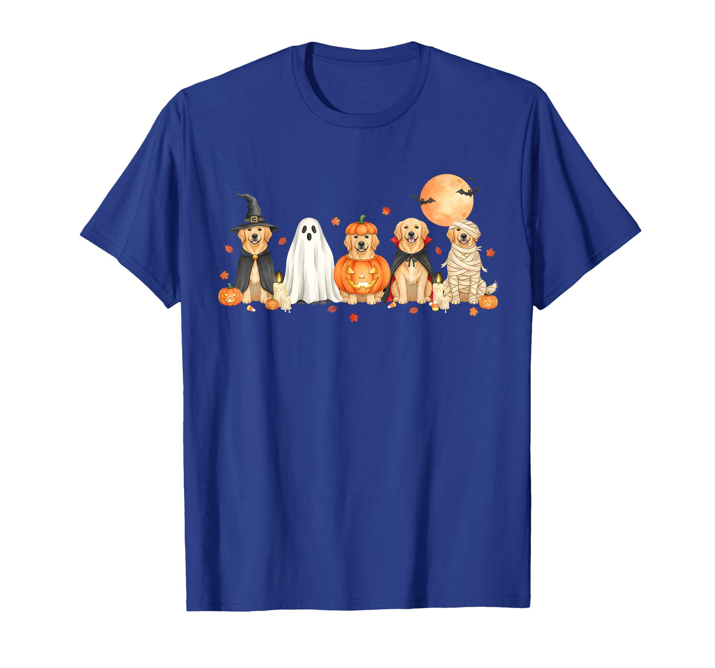 Spooky Golden Retriever Dogs Ghost Witch Mummy Costume T-Shirt