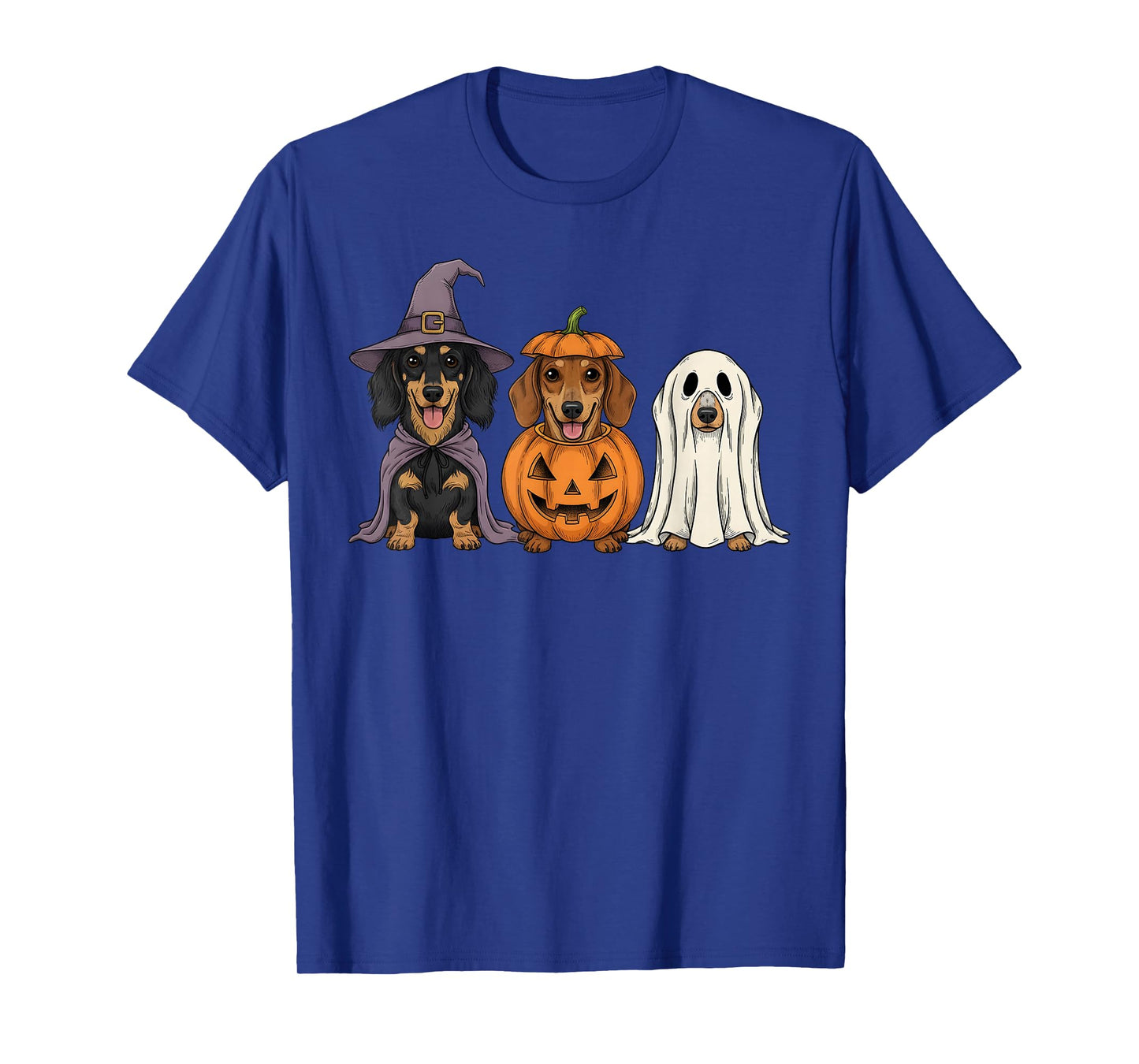 Spooky Ghost Dachshund Pumpkin Halloween Wiener Dog Lover T-Shirt