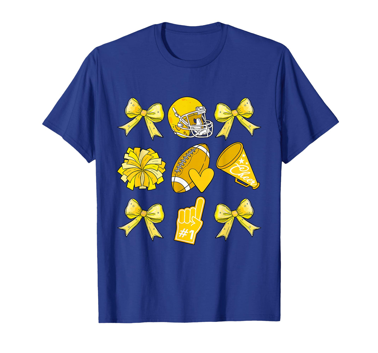 Cheer Football Coquette Bow Game Day Cheerleader Yellow T-Shirt