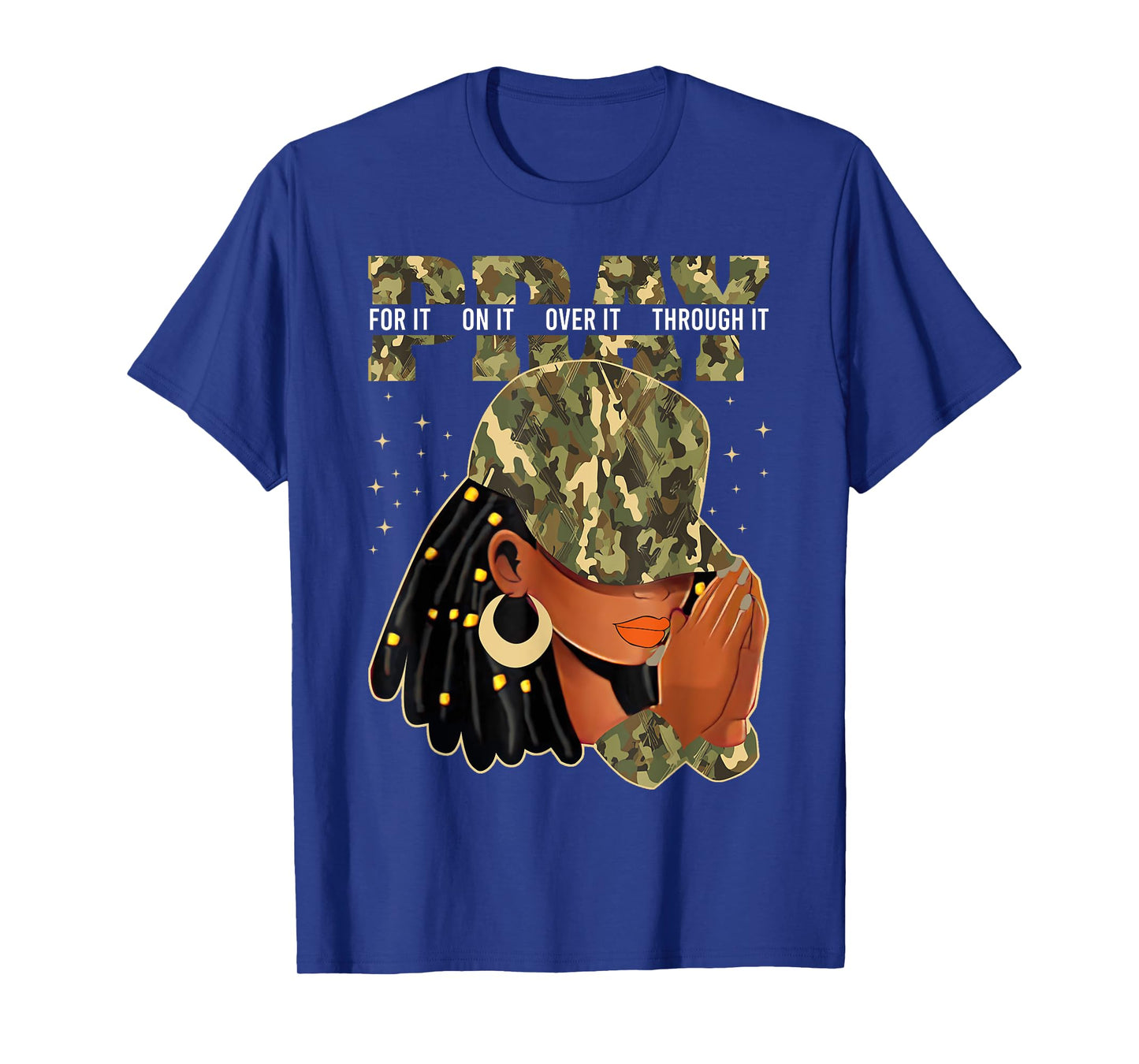 Pray On It Pray Over It Black Woman Afro Christian Sayings T-Shirt
