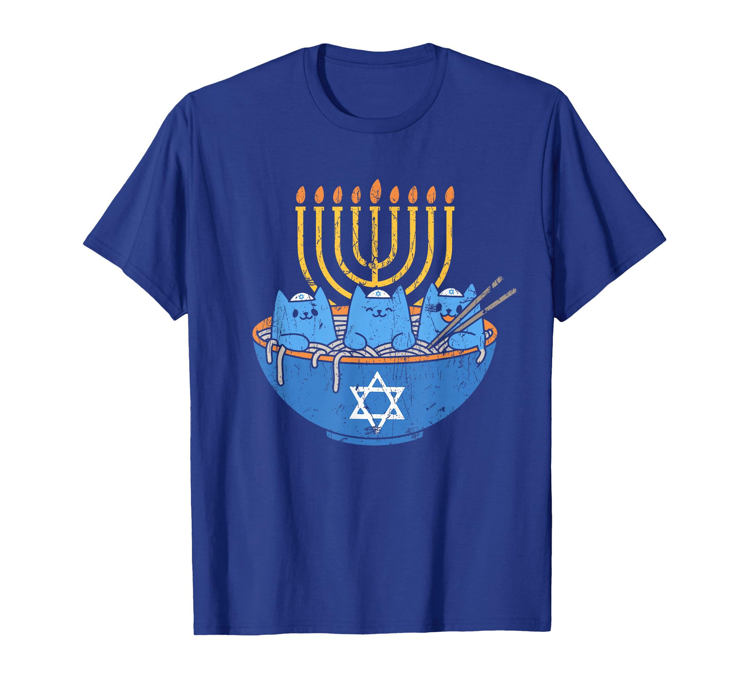 Chanukah Lover Hanukkah Gifts Jewish Cats Ramen Kitten Anime Hanukkah T-Shirt - Unisex-Adult, Anime, Cat Lovers, Families - Black, Small, Short Sleeve, T-Shirt