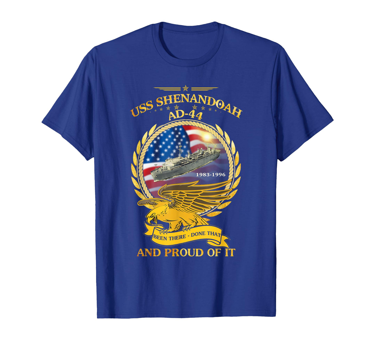 LoveUsNavy-2022 Unisex-Adults Classic Fit Black Small USS Shenandoah (AD-44) 1983-1996 Graphic T-Shirt