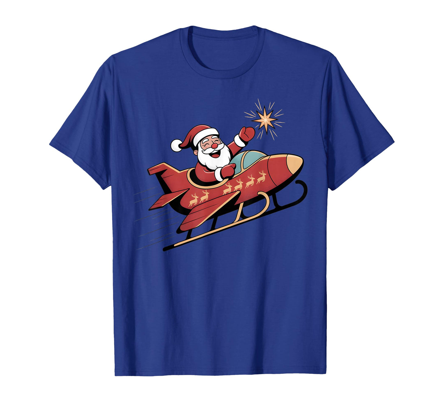 Santa Flying Plane Airplane Pilot Christmas Aviation Graphic T-Shirt