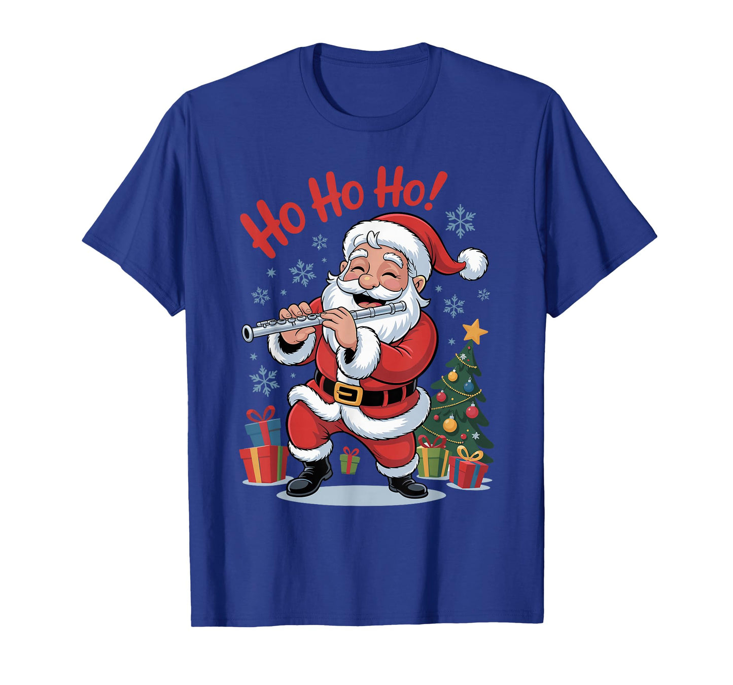 Funny Santa Playing Flute Holiday Chrismas Xmas Pajama T-Shirt
