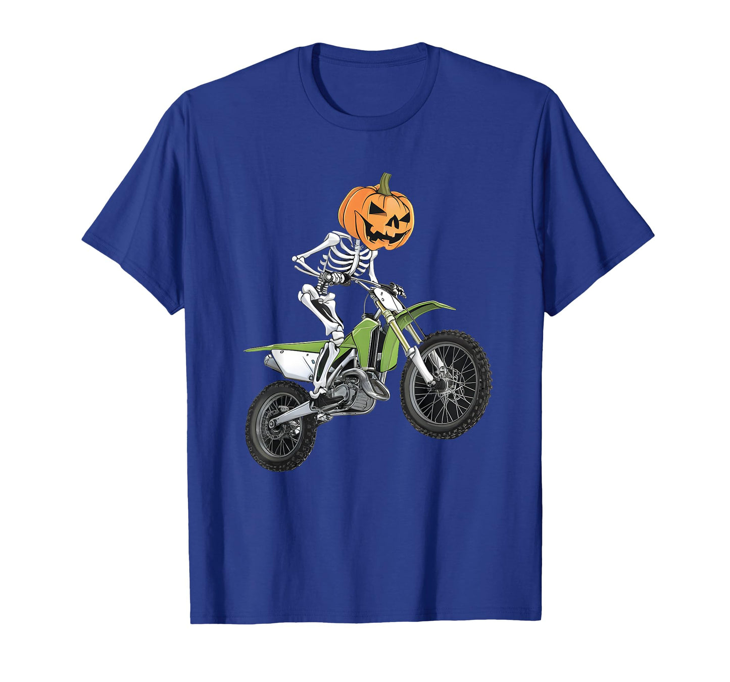 Skeleton Dirt Bike Rider Halloween Pumpkin Motocross Biker T-Shirt