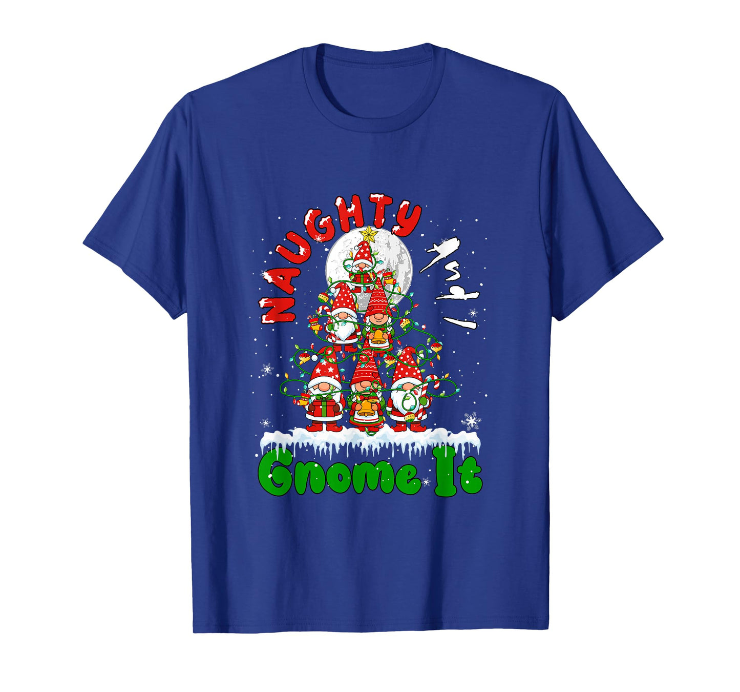Naughty and I Gnome It Xmas Tree Group Gnomies Matching Kids T-Shirt