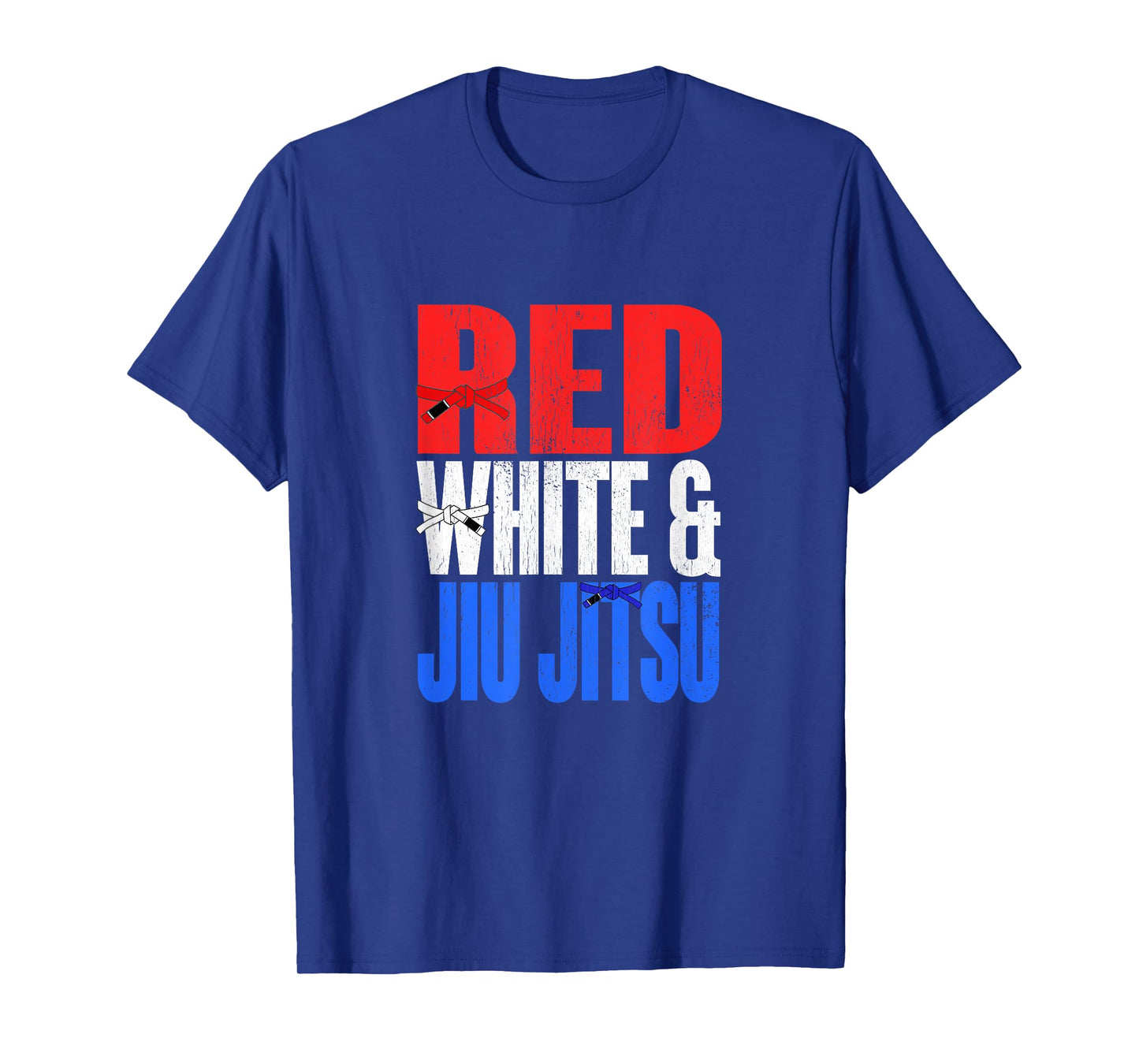 Red White and Jiu Jitsu Belt Patriotic Flag USA T-Shirt