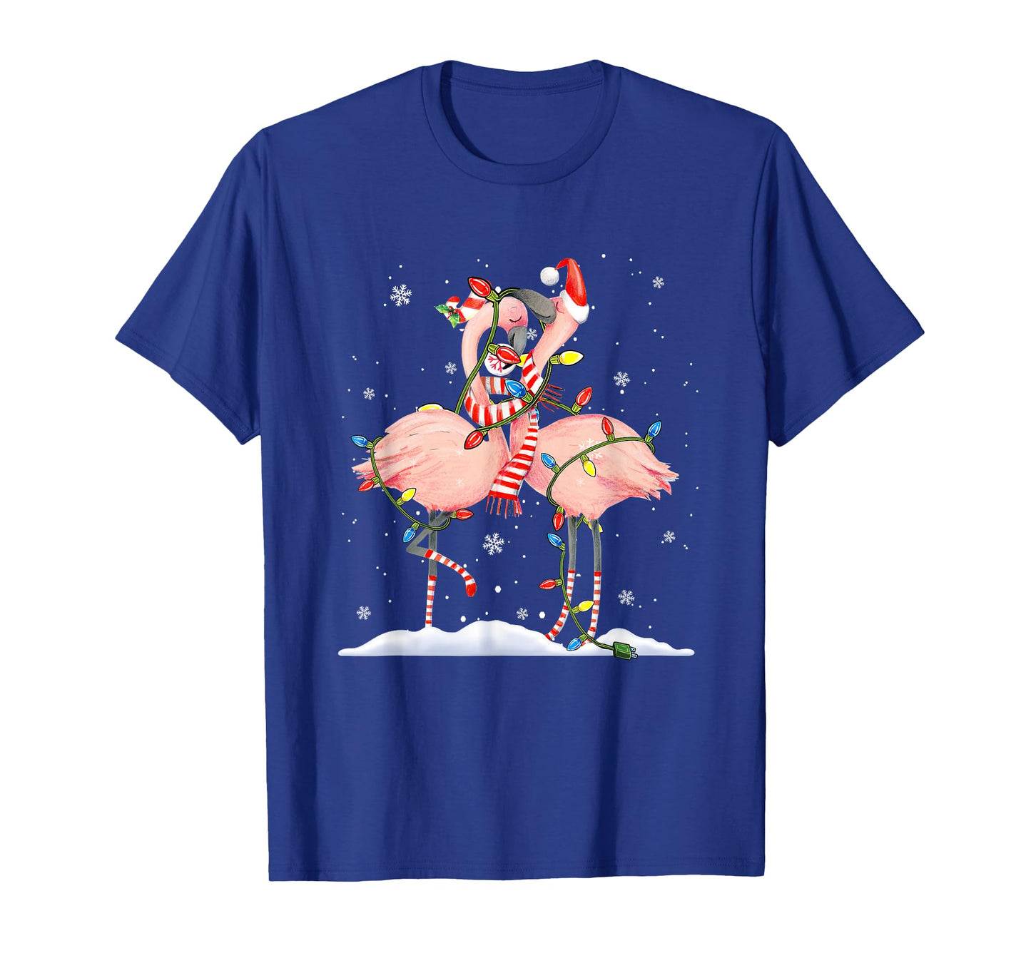 Funny Christmas Hat Santa Flamingo Light Xmas Pajamas PJ T-Shirt