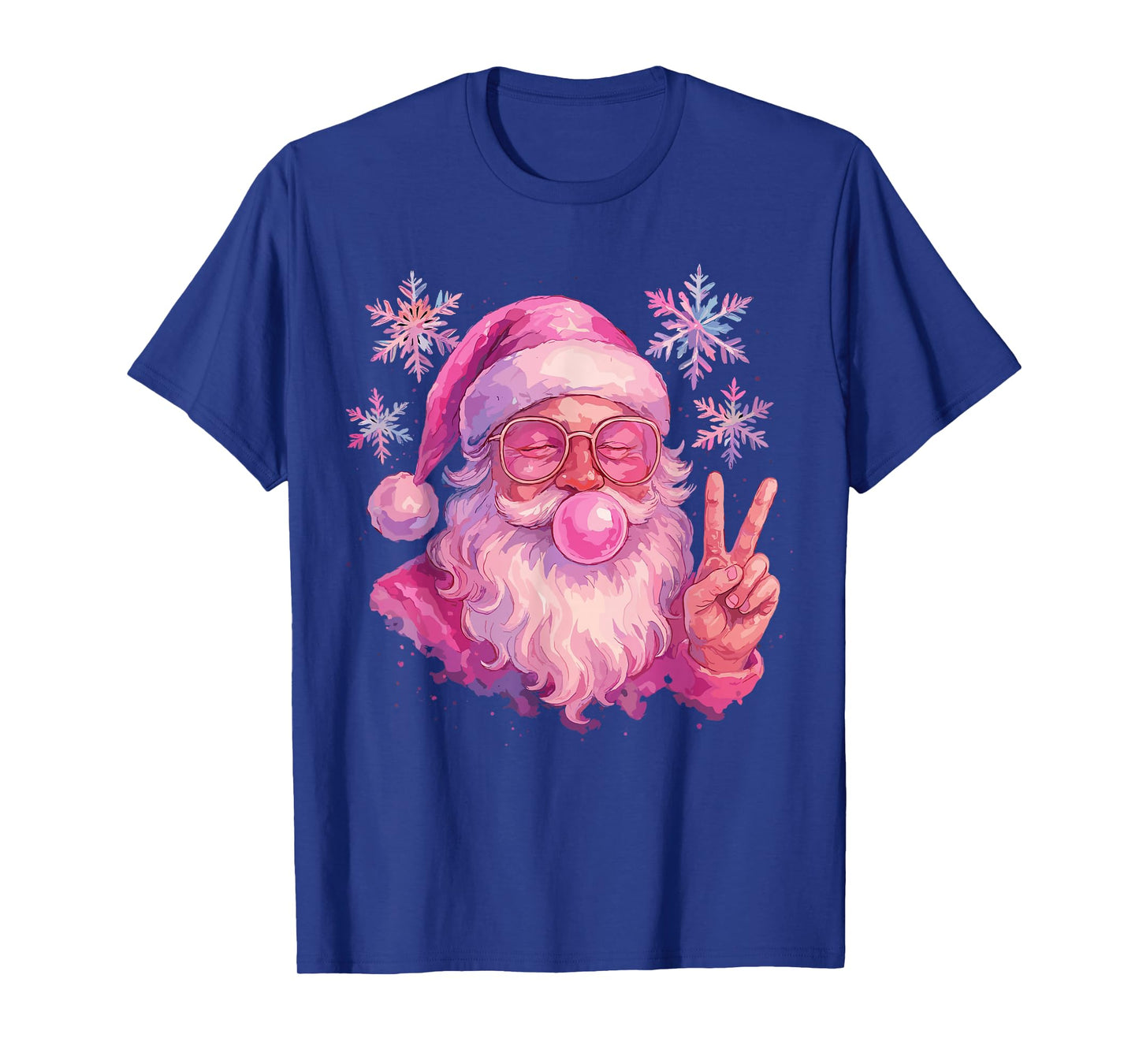 Pink Gum Bubble Blowing Santa Shirt, Vintage Pink Christmas T-Shirt