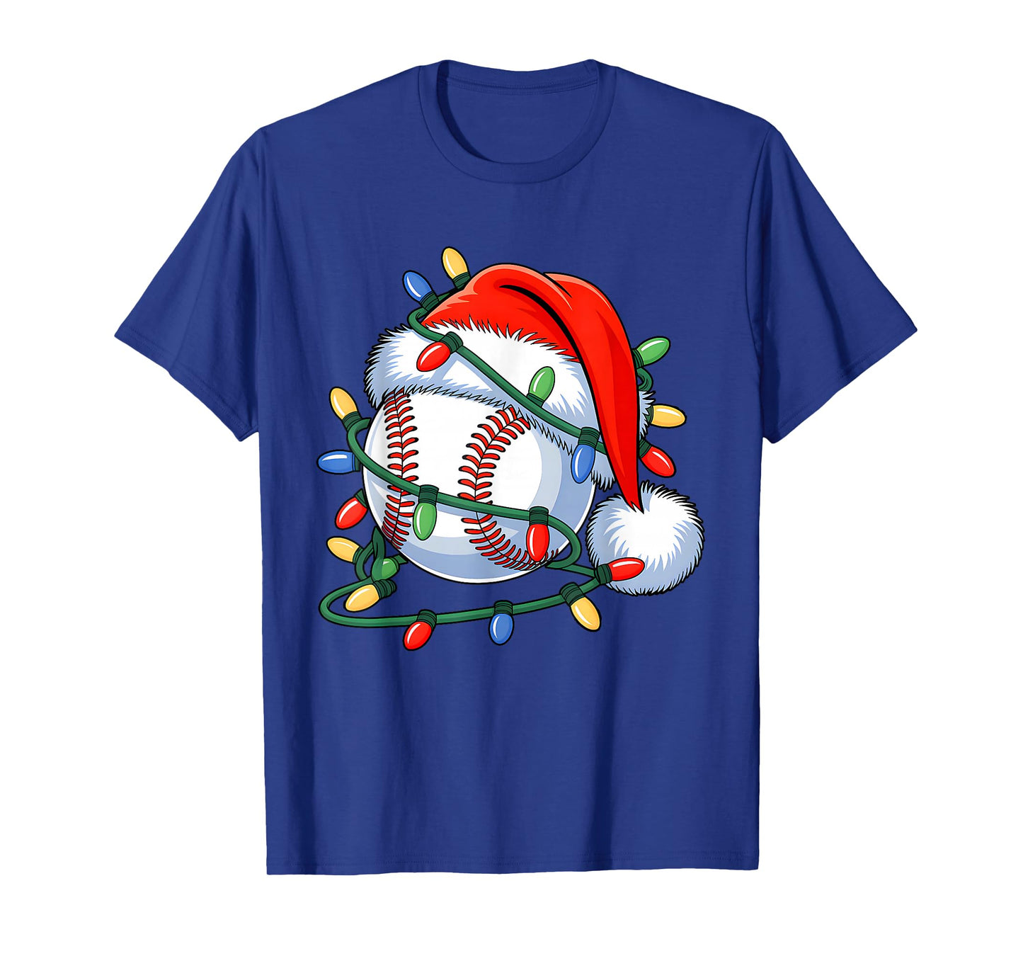 Baseball Ball Santa Hat Xmas Funny Christmas Baseball Lover T-Shirt