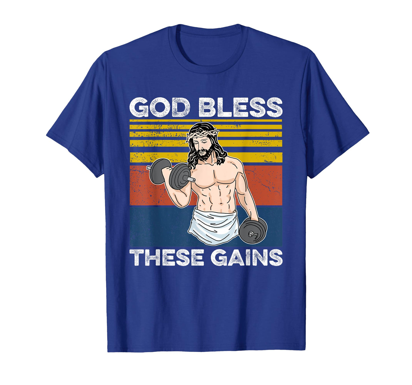 Funny Gym Shirt God Bless These Gains Fitness Workout Jesus T-Shirt