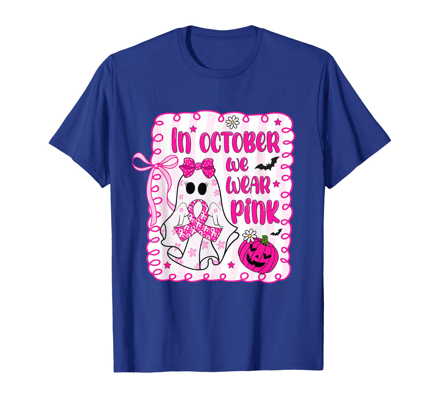 in October We Wear Pink Coquette Breast Cancer Halloween T-Shirt