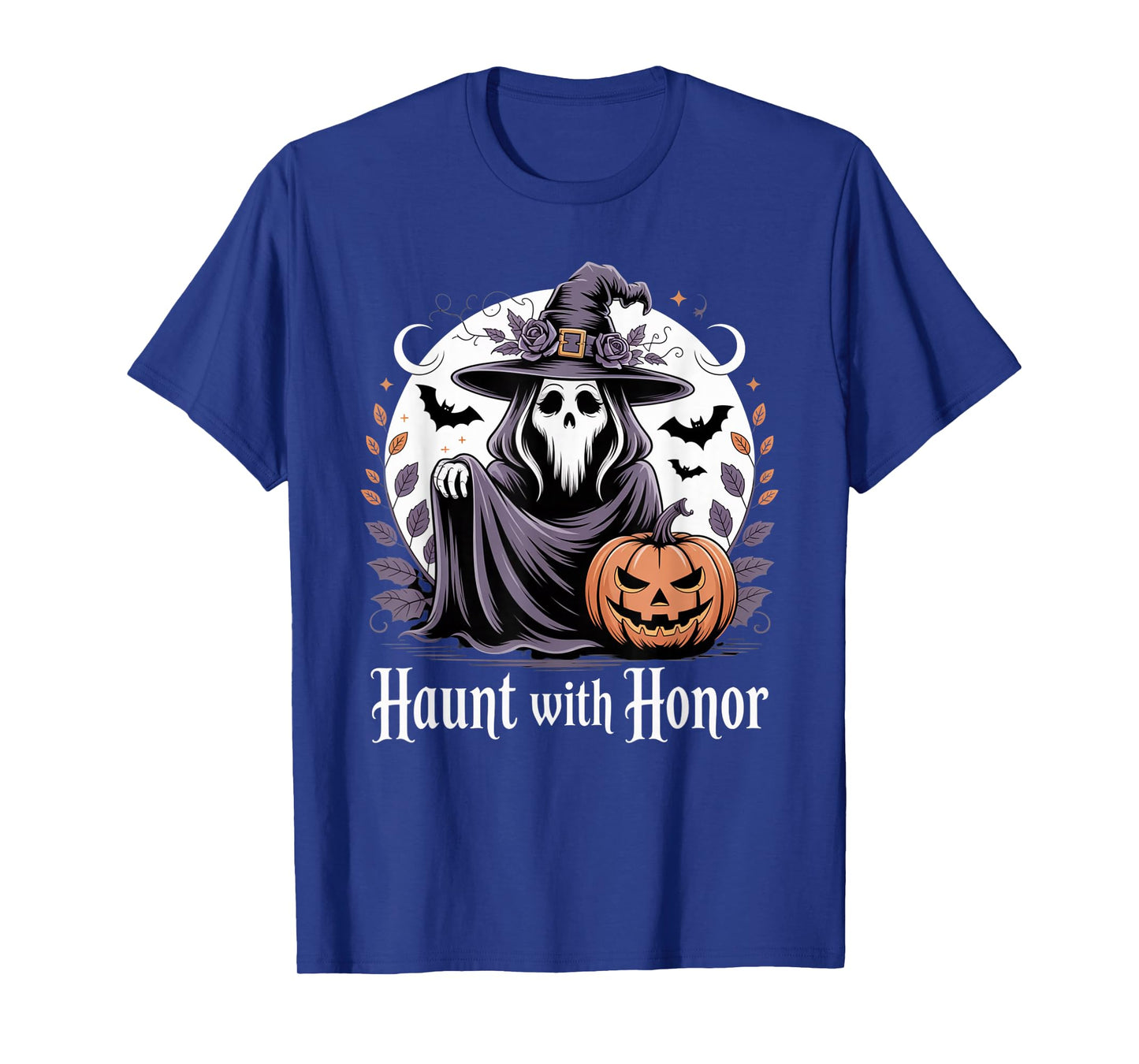 Gothic Witch Skull Pumpkin Halloween Shirt Spooky Floral T-Shirt
