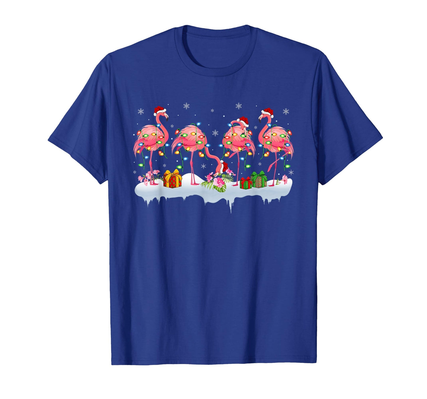 Xmas Lights Flamingo Christmas Men Women Girls T-Shirt
