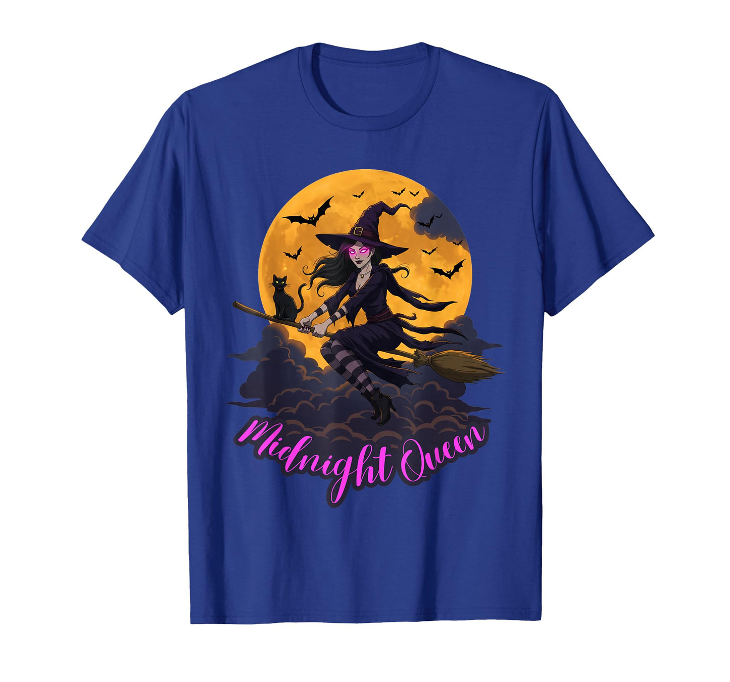 Midnight Queen Halloween Witch and Cat T-Shirt