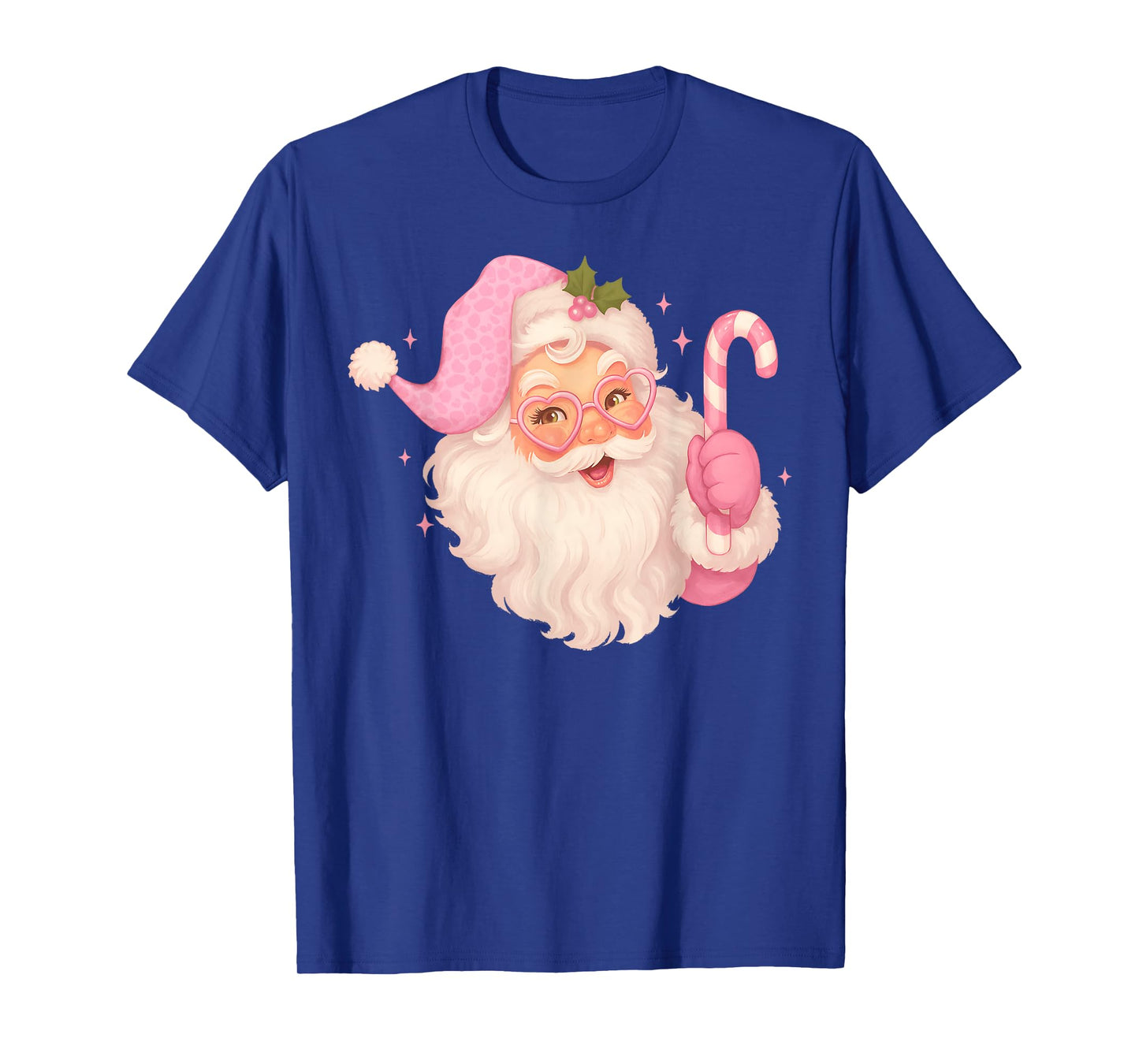 Vintage Pink Santa Claus Merry Christmas Men Women Boys Girl T-Shirt