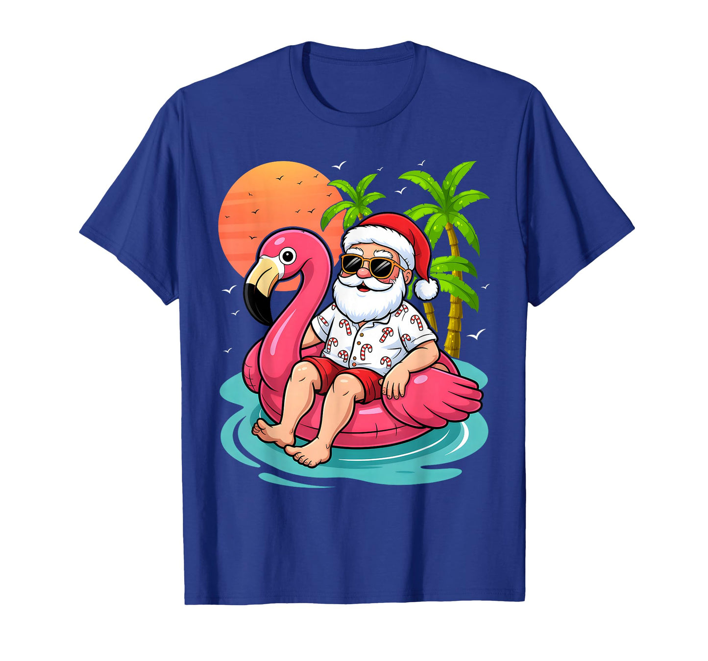 Chritmas in July Santa Flamingo Float Men Women Kids T-Shirt