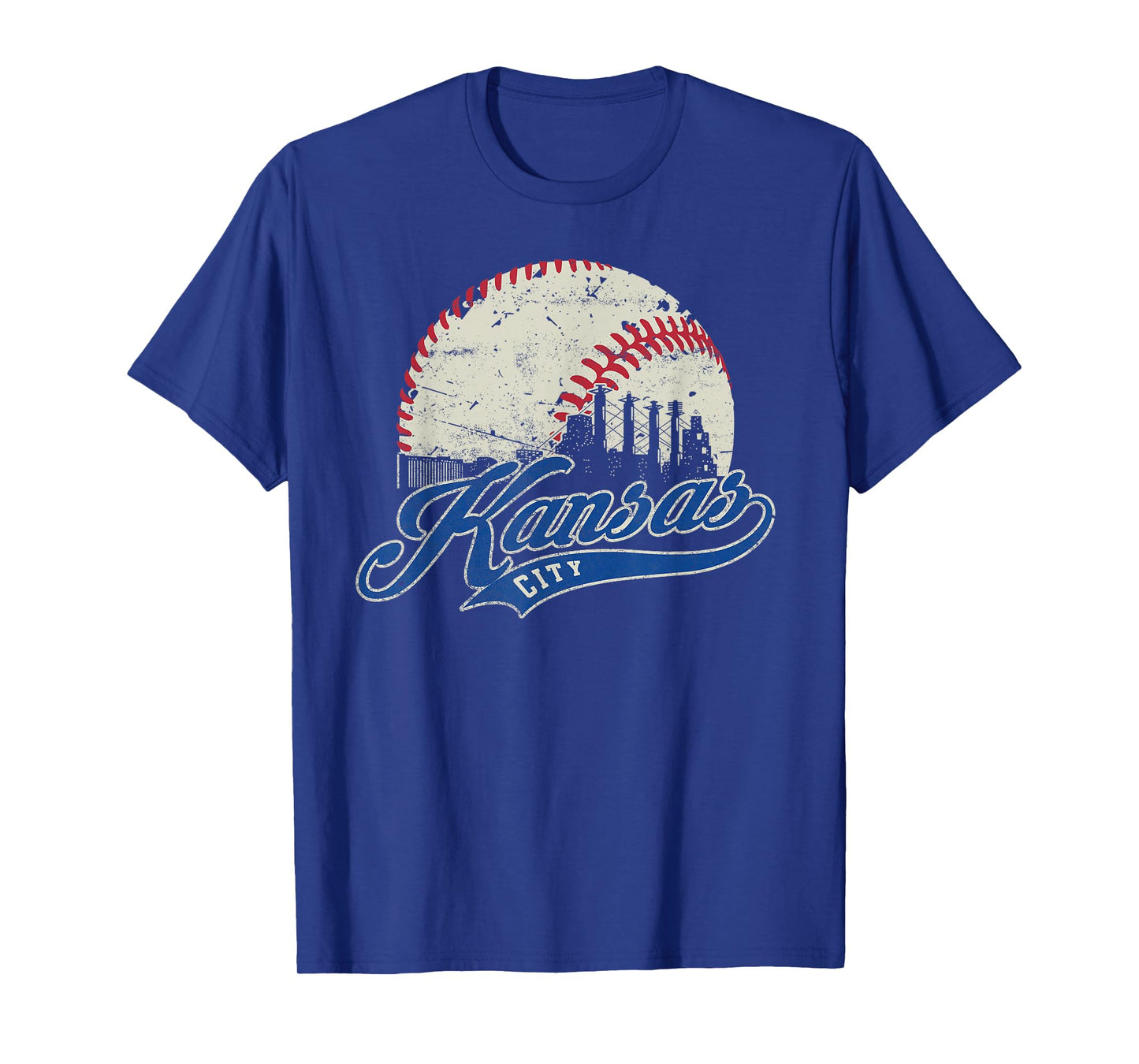 Vintage Kansas City Baseball American US Flag T-Shirt