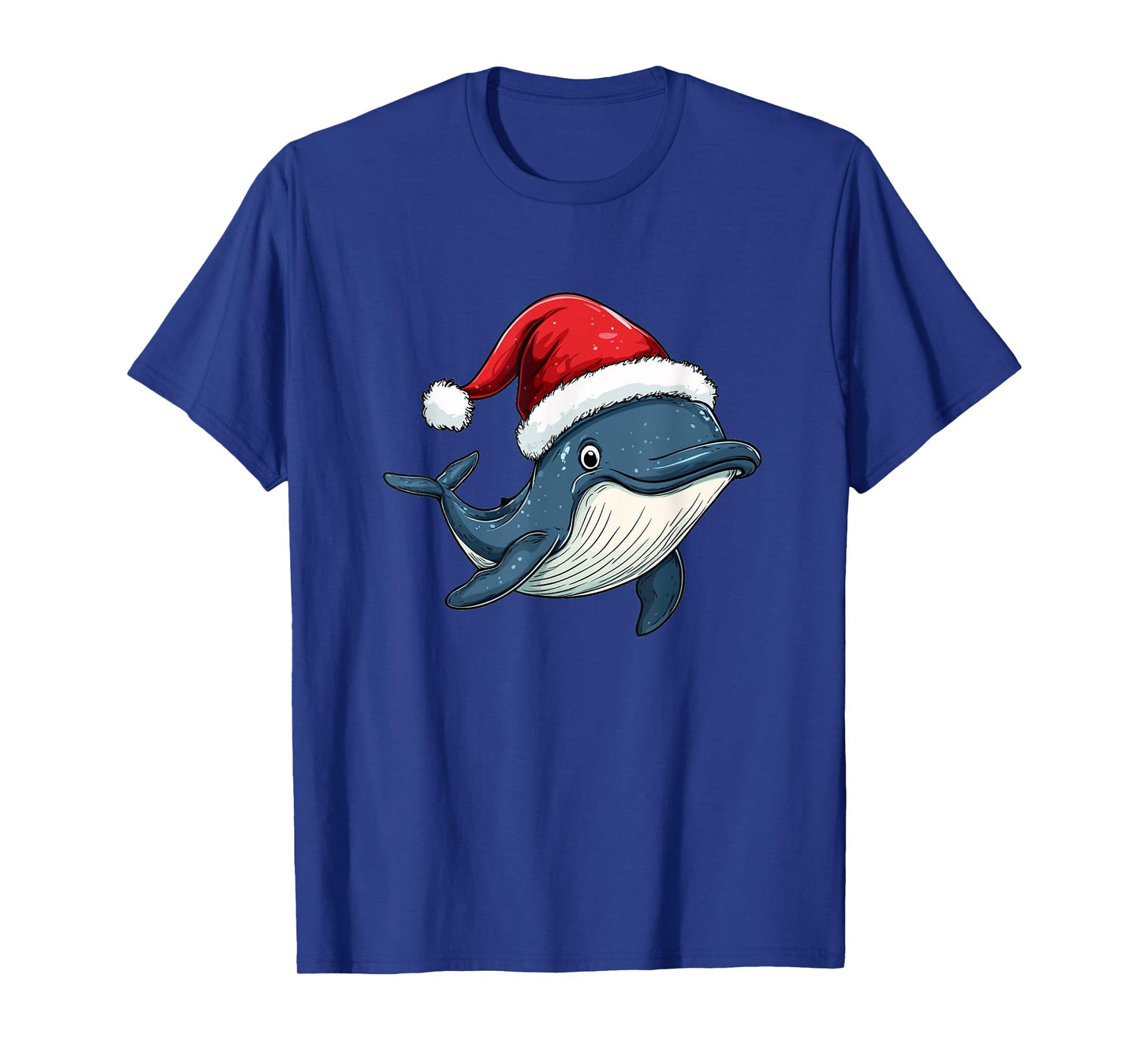 Celebrate Christmas with a Jolly Whale Wearing a Santa Hat T-Shirt