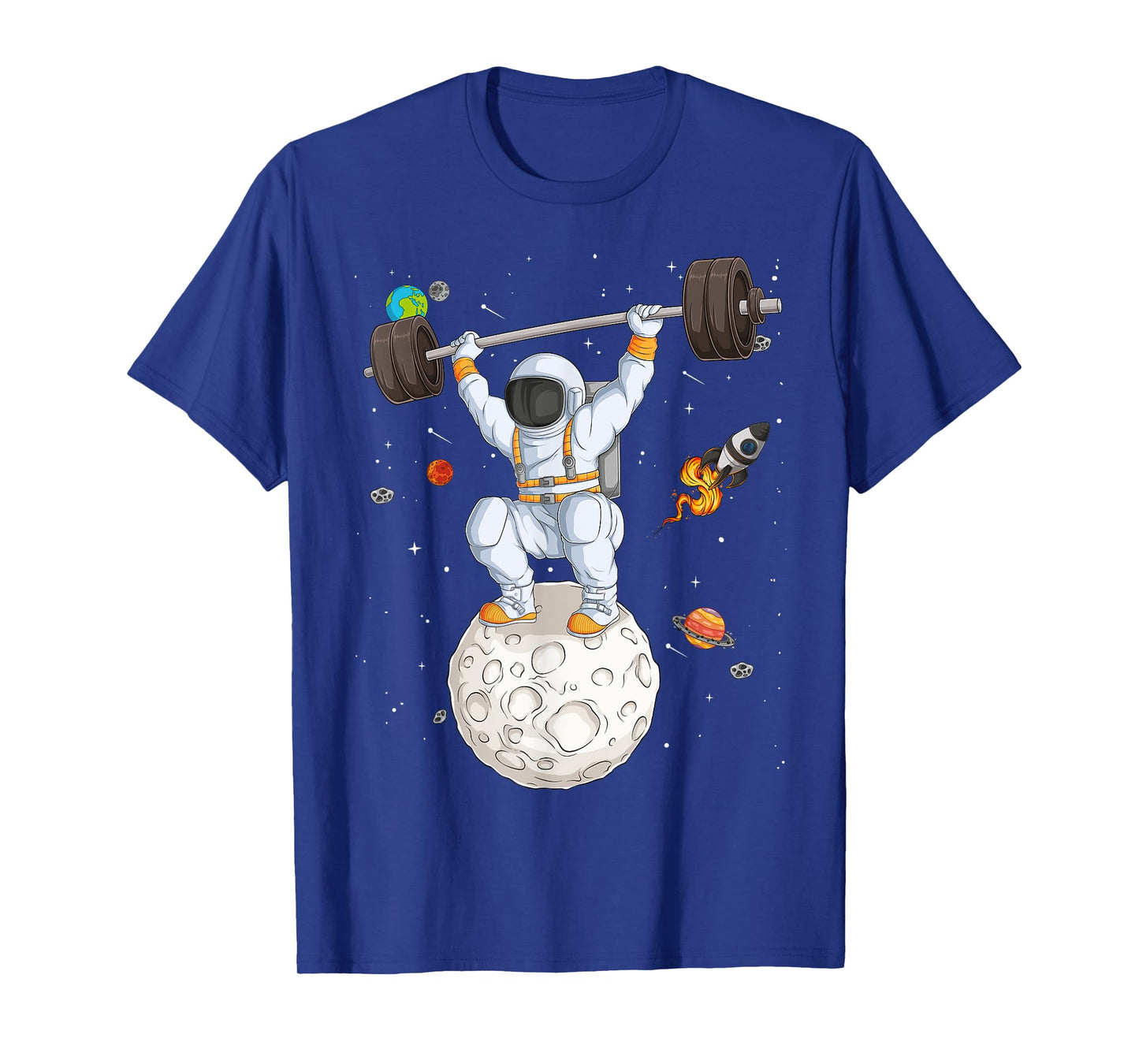 Funny Astronaut Space Weightlifting Fitness Gym Workout Men T-Shirt