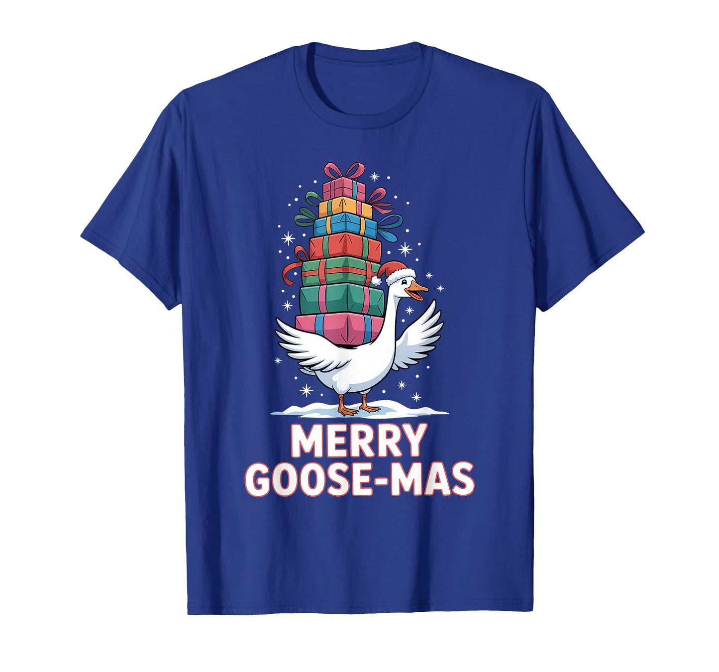 Merry Goose-mas with Xmas Presents Funny Christmas Goose T-Shirt