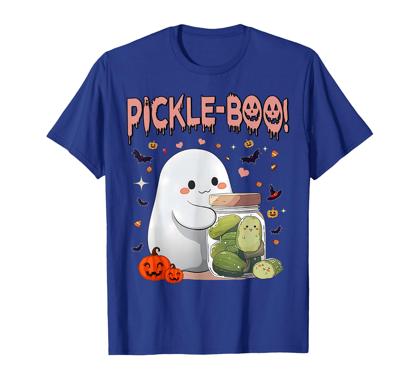 Vintage Kawaii Pickle Boo Ghost Halloween Spooky Season T-Shirt