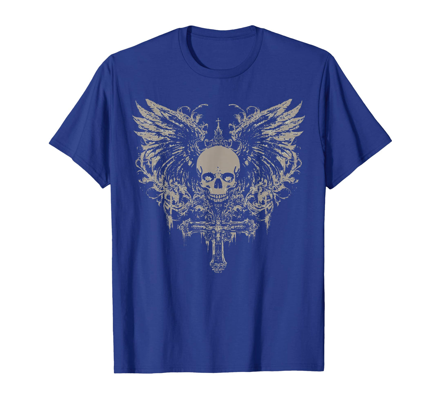 Skull Cross Y2K Goth Alt Grunge Gothic Emo Aesthetic Wings T-Shirt