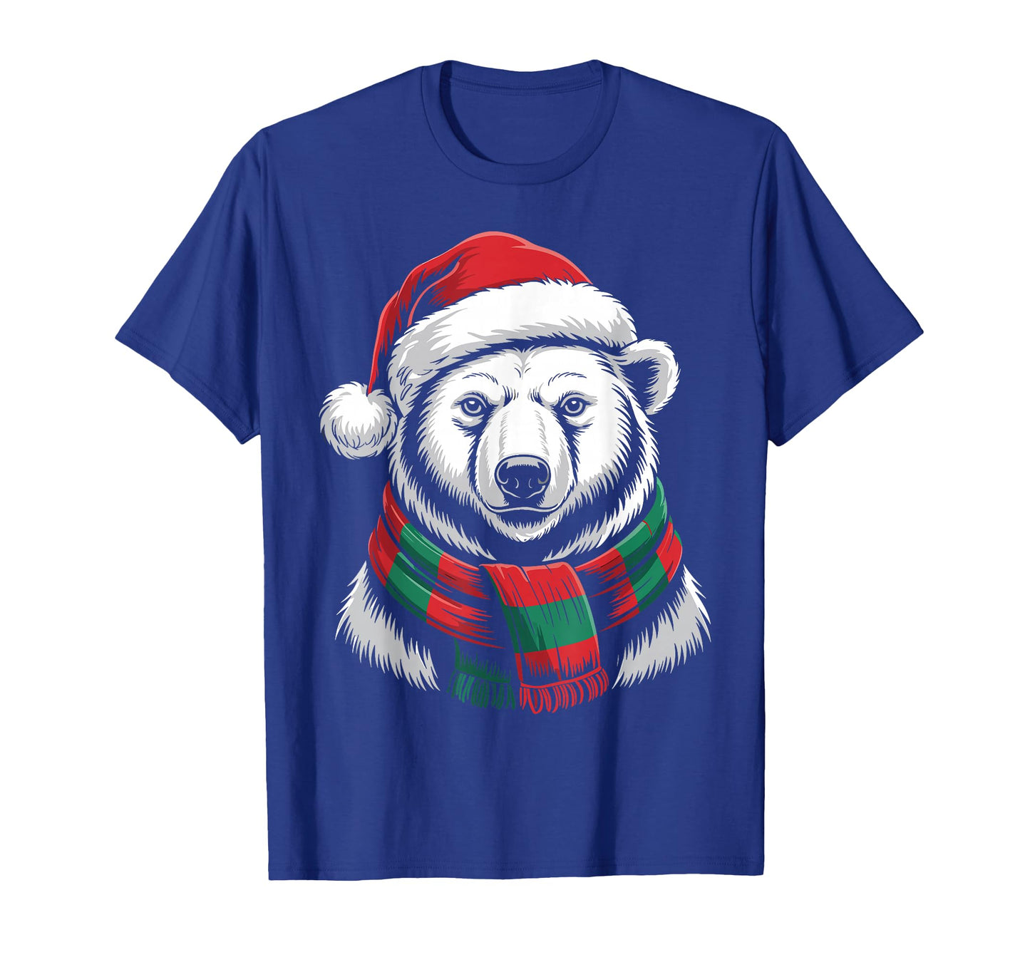Polar Bear Xmas Santa Hat Scarf Christmas Costume T-Shirt