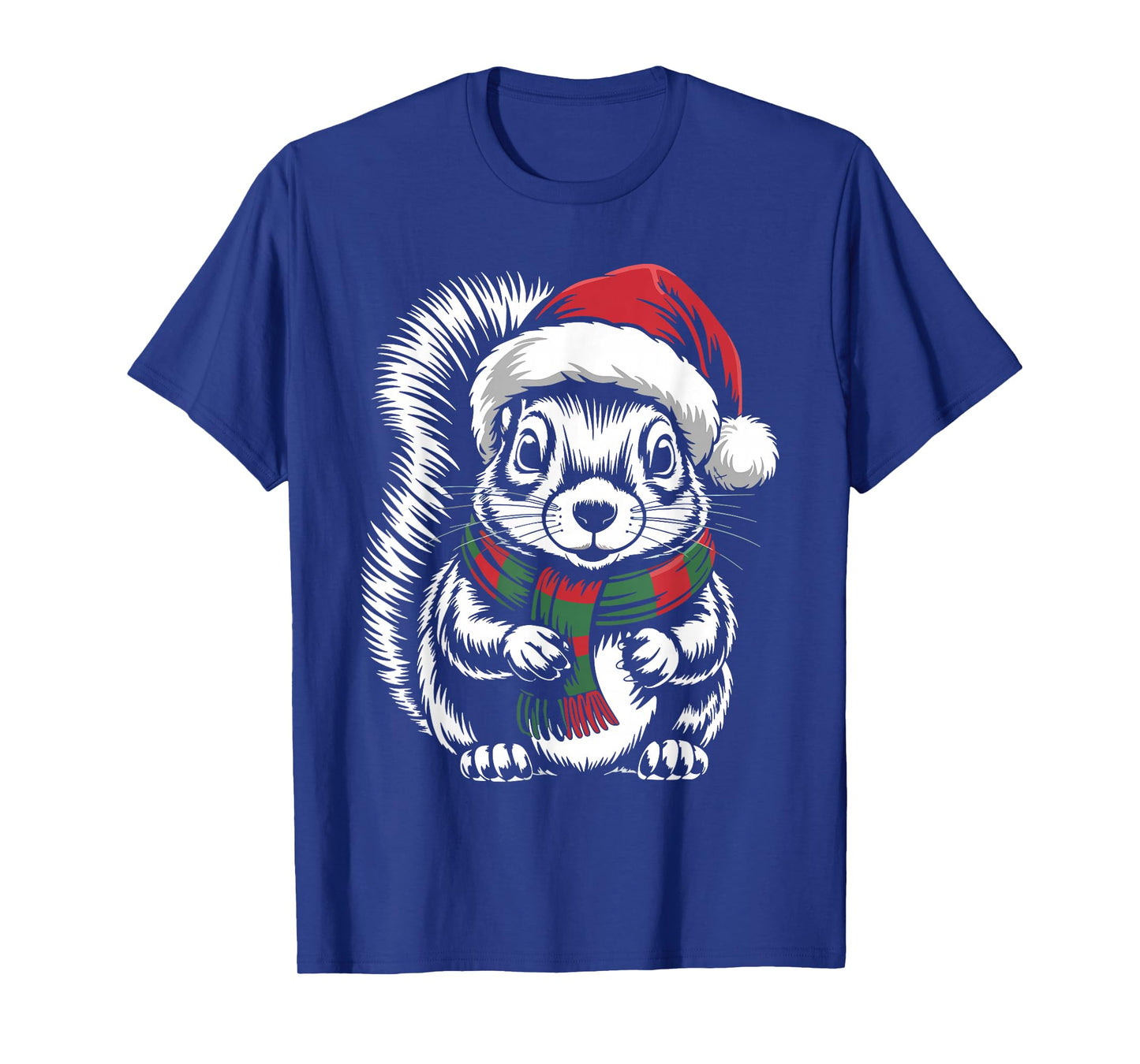 Squirrel Xmas Santa Hat Scarf Christmas Costume T-Shirt
