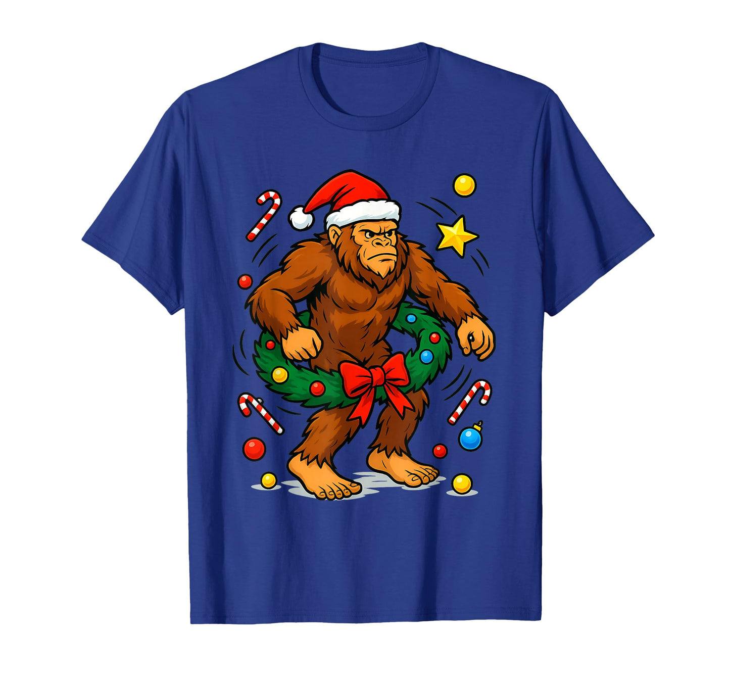 Bigfoot Tree Christmas Lights Snowflake Holiday Candy Xmas T-Shirt