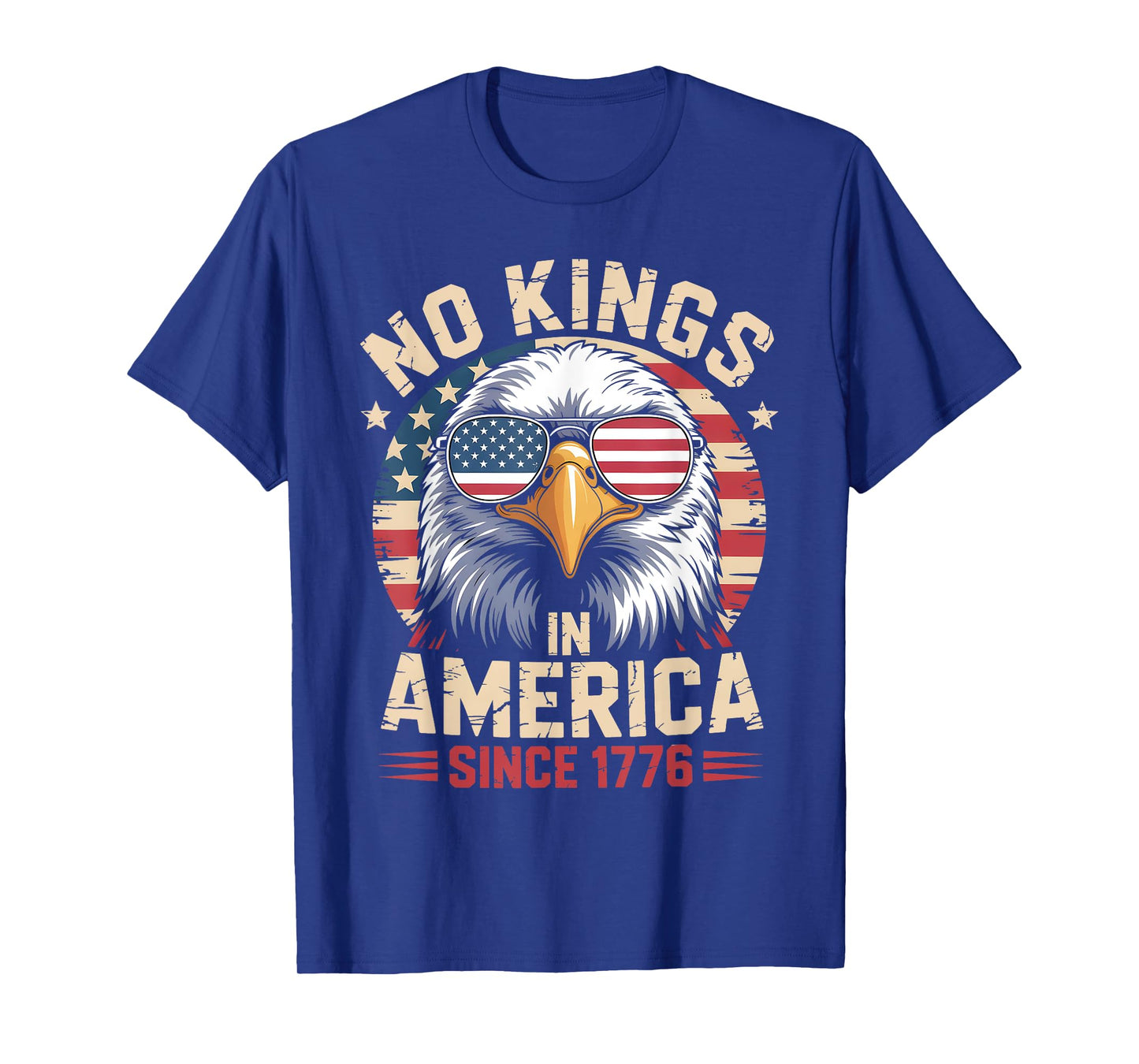 No Kings in America Since 1776, Patriotic Eagle Sunglasses T-Shirt