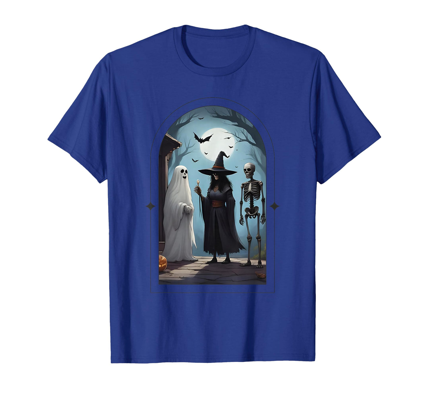 Fantasy Witch, Ghost and Skeleton, Bats, Halloween T-Shirt