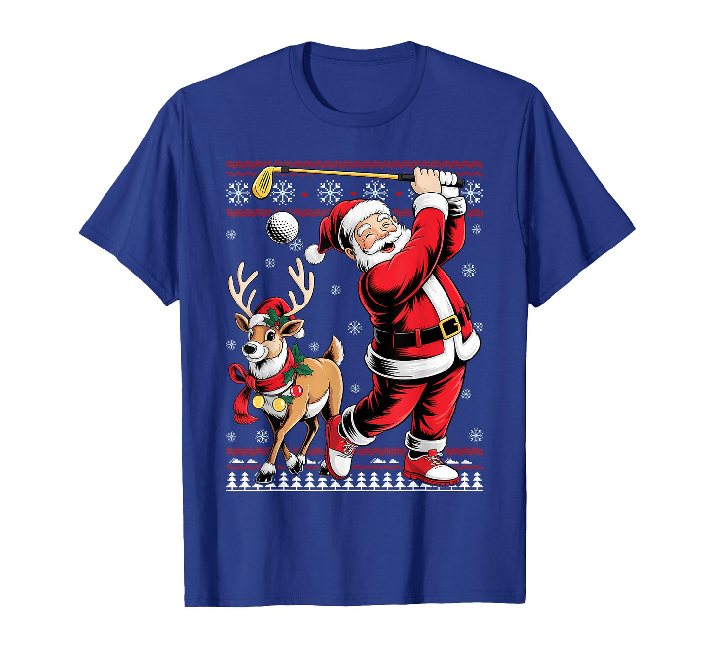 Santa Playing Golf Christmas Pajama Reindeer Golfer Xmas T-Shirt