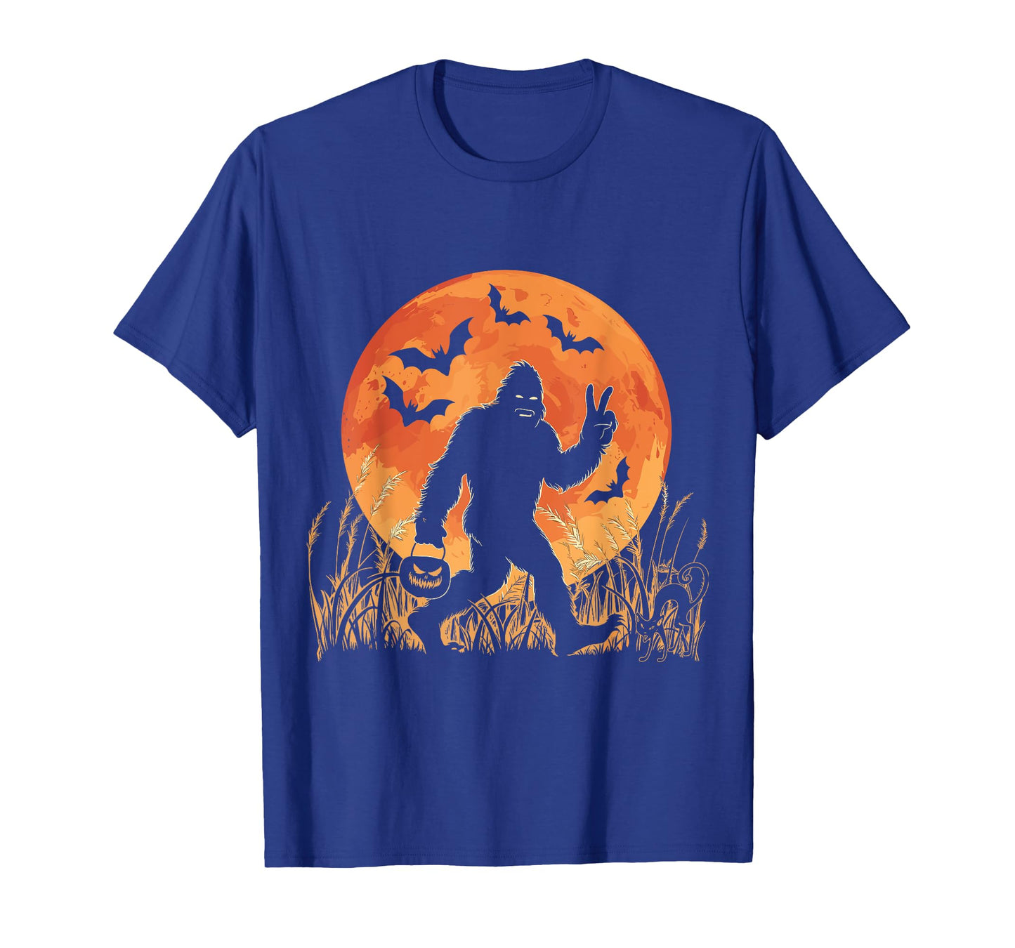 Vintage Bigfoot Pumpkin Halloween Moon Silhouette Sasquatch T-Shirt