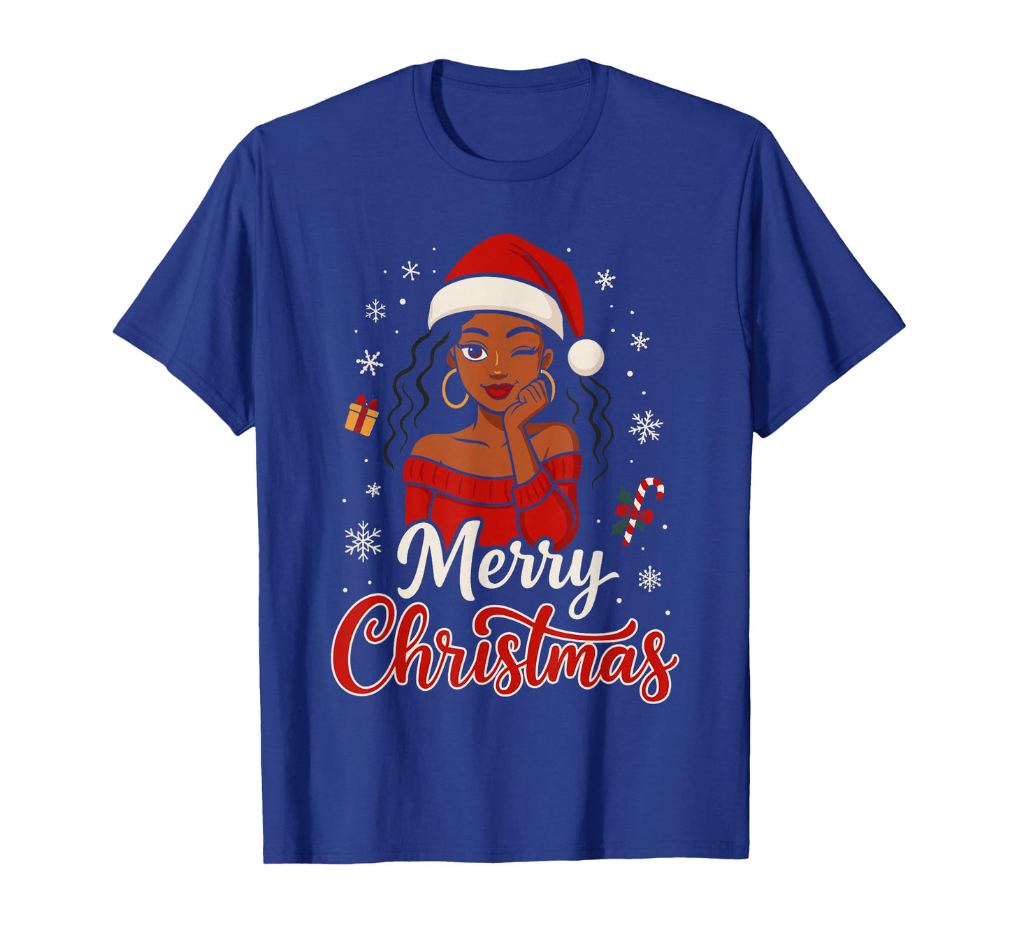 Cute Christmas African Costume for Girls, Black Mrs Santa T-Shirt