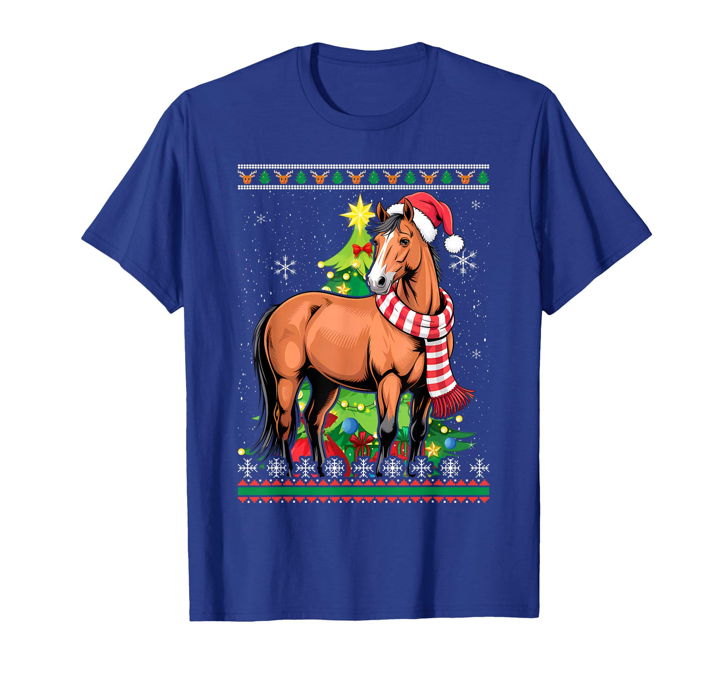 Santa Horse Ugly Sweater Animals Christmas Pajama T-Shirt