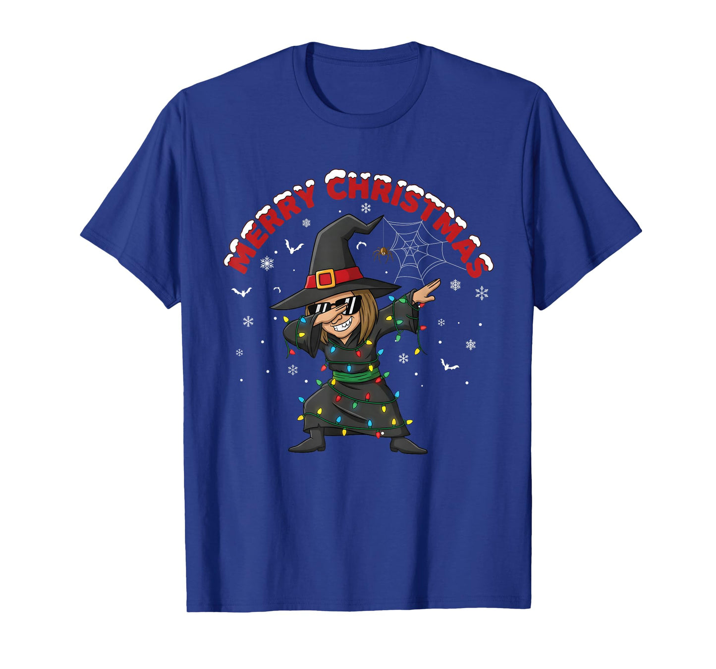 A Witch Dabbing Merry Christmas Snowflakes Halloween Lover T-Shirt