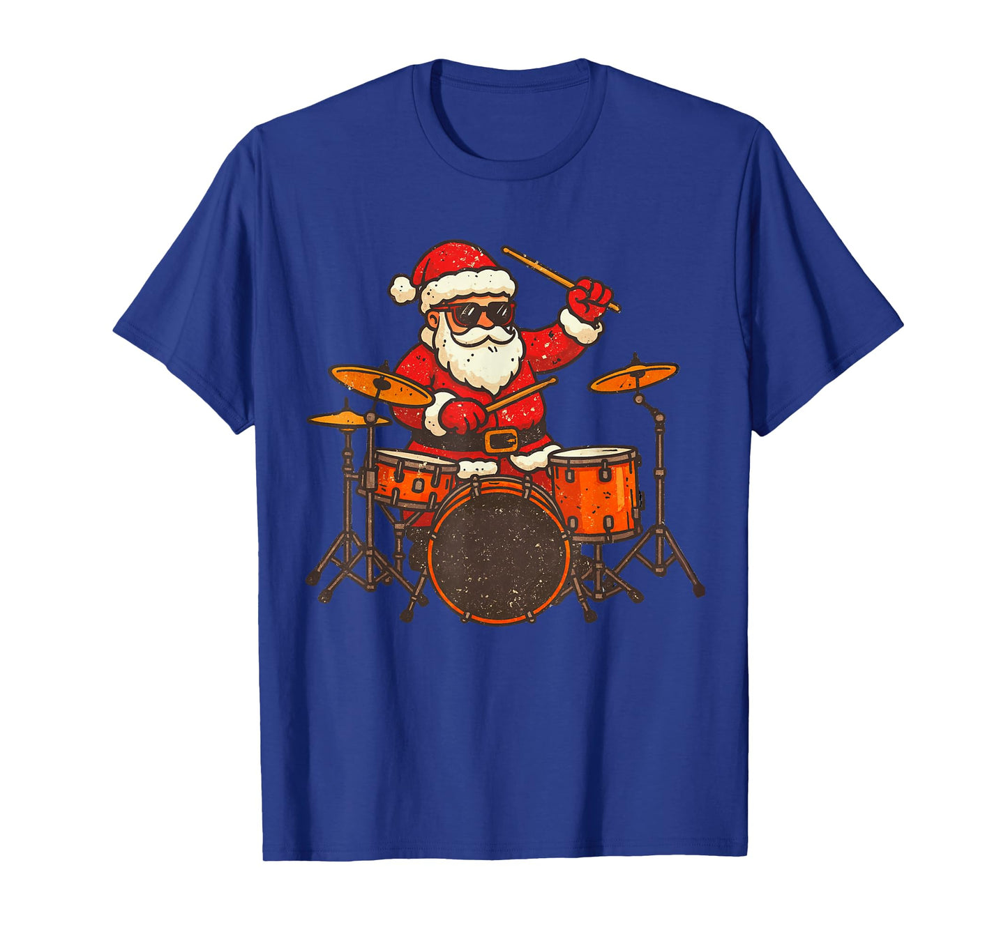 Santa Playing Drums Christmas Vintage Drummer Xmas T-Shirt